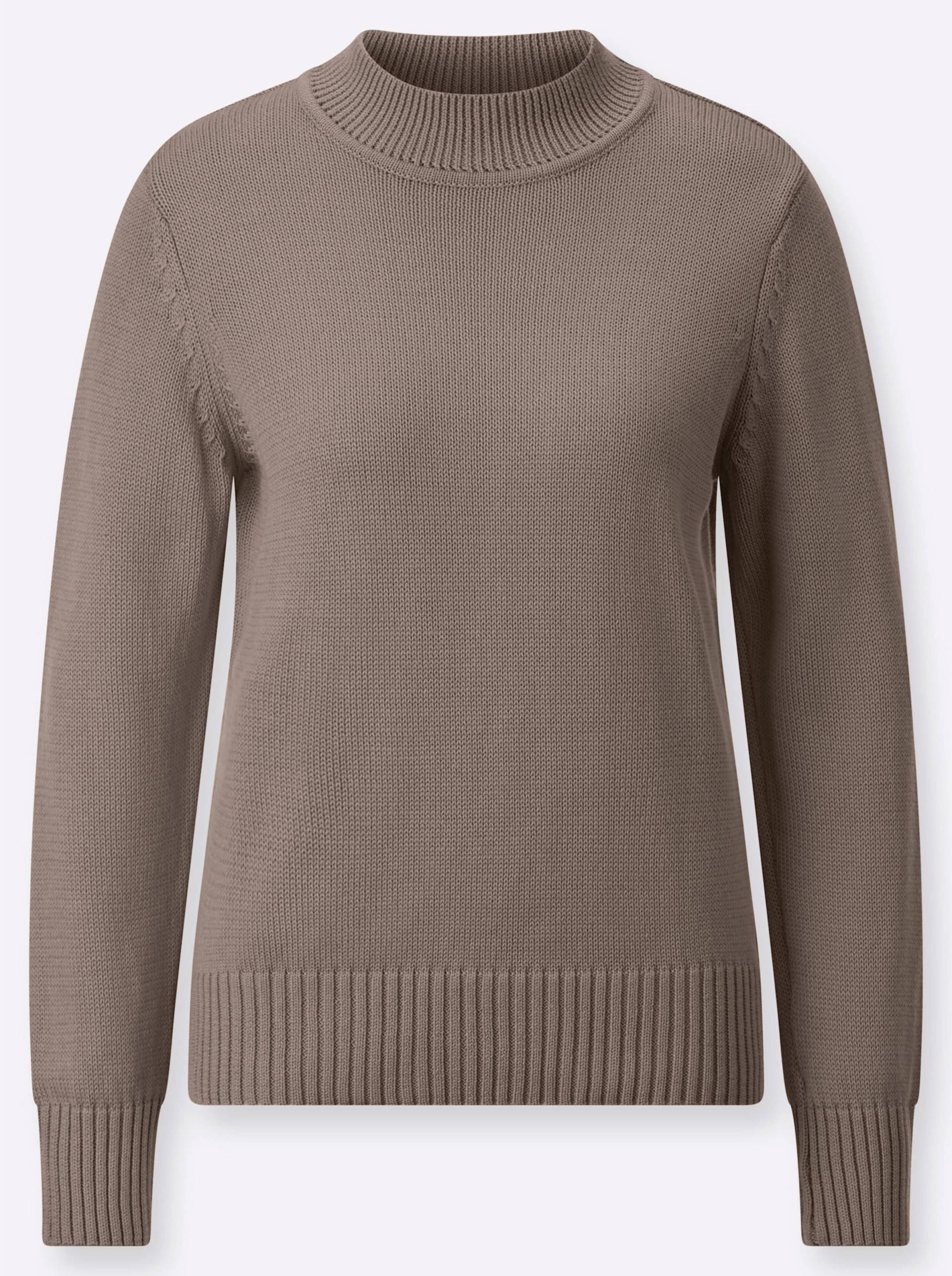 Stehkragenpullover in taupe-meliert von heine