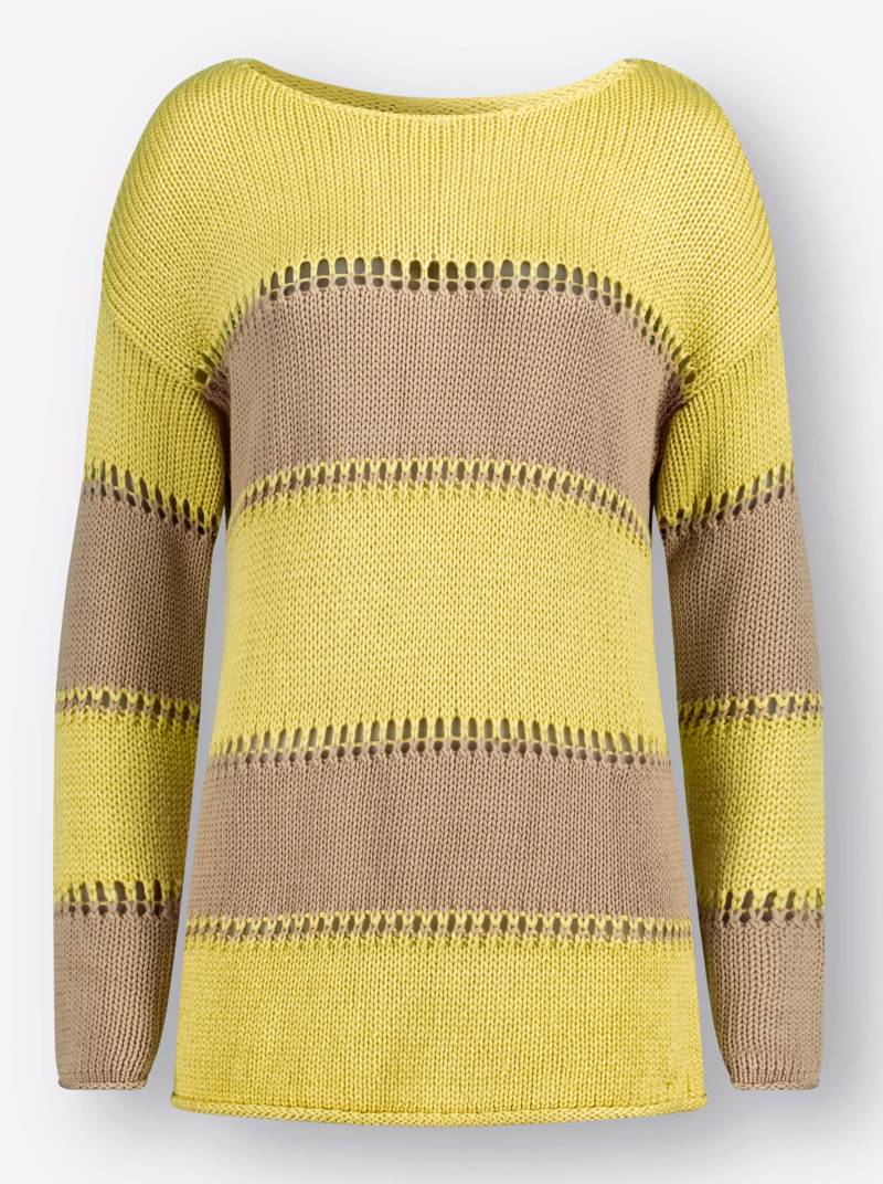 Pullover in zitrone-beige-gestreift von heine