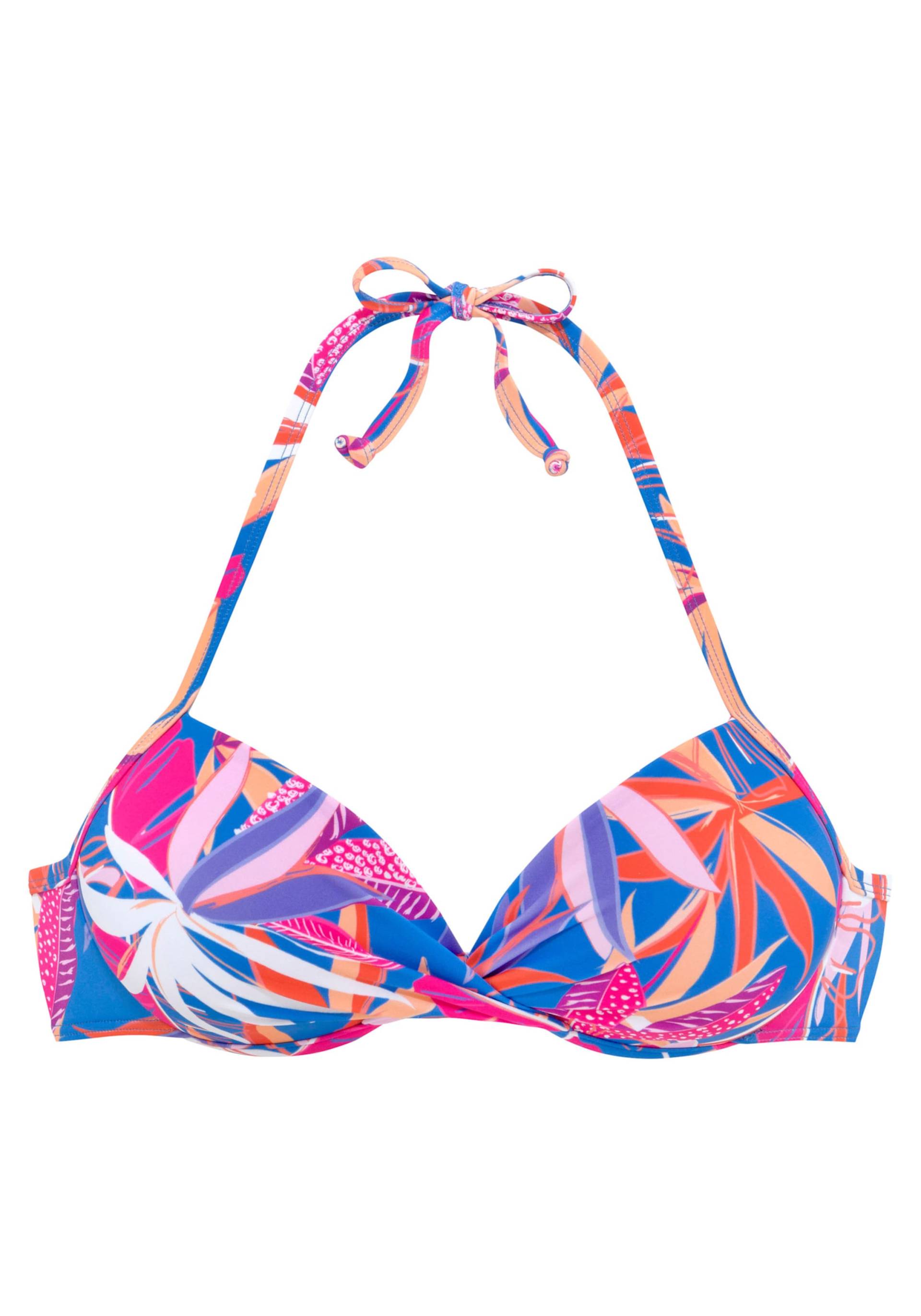 Push-Up-Bikini-Top in blau-pink bedruckt von Buffalo