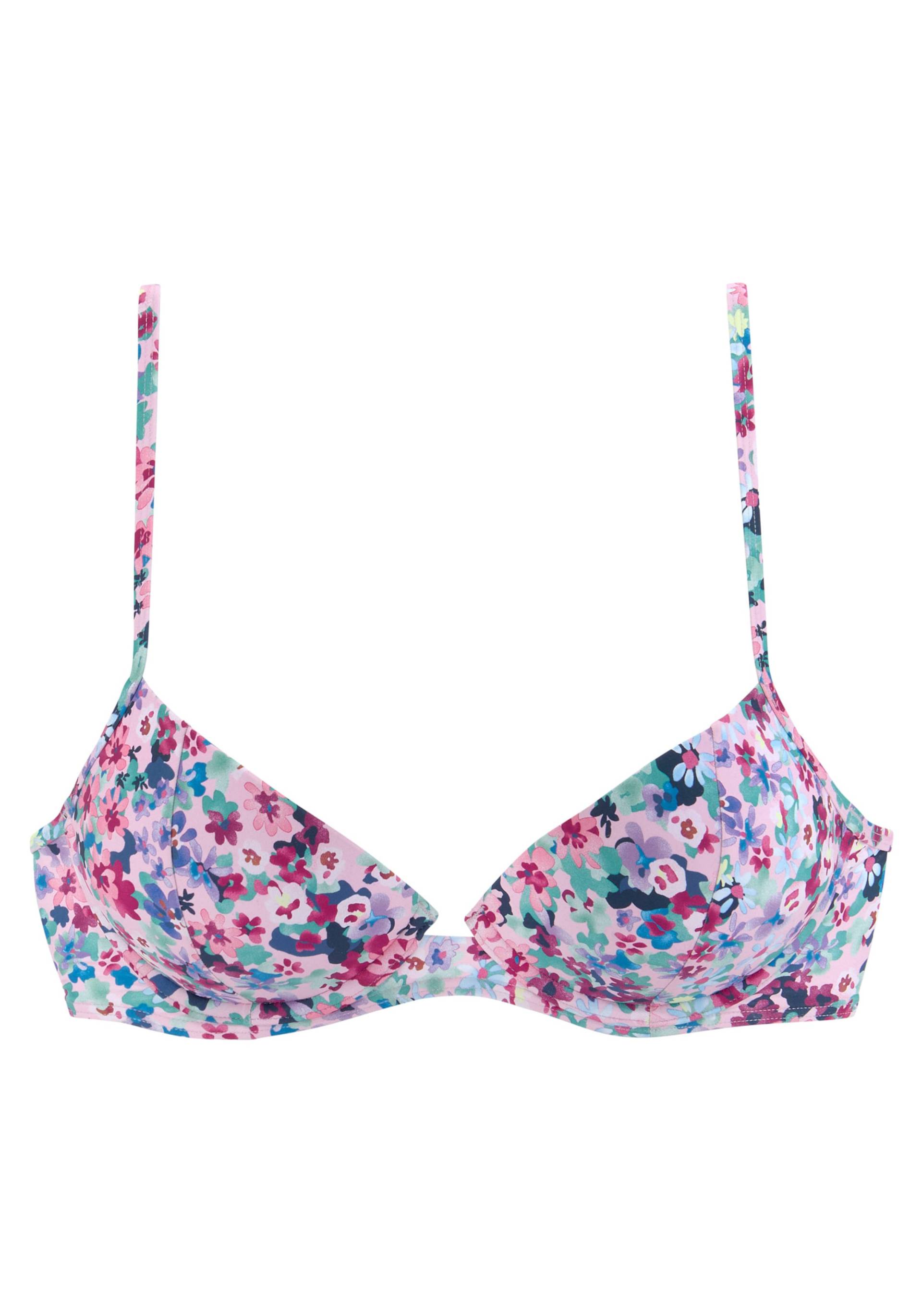 Push-Up-Bikini-Top in lila-bedruckt von s.Oliver