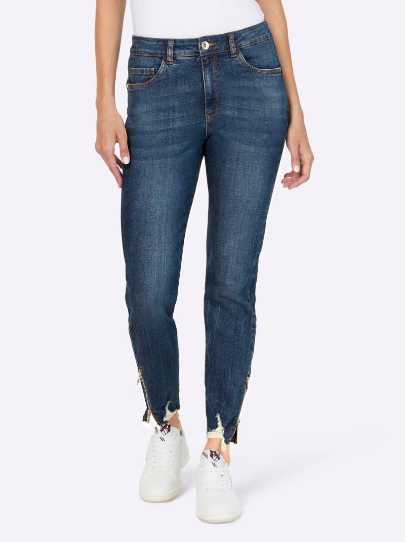 Push-up-Jeans in blue-bleached von heine