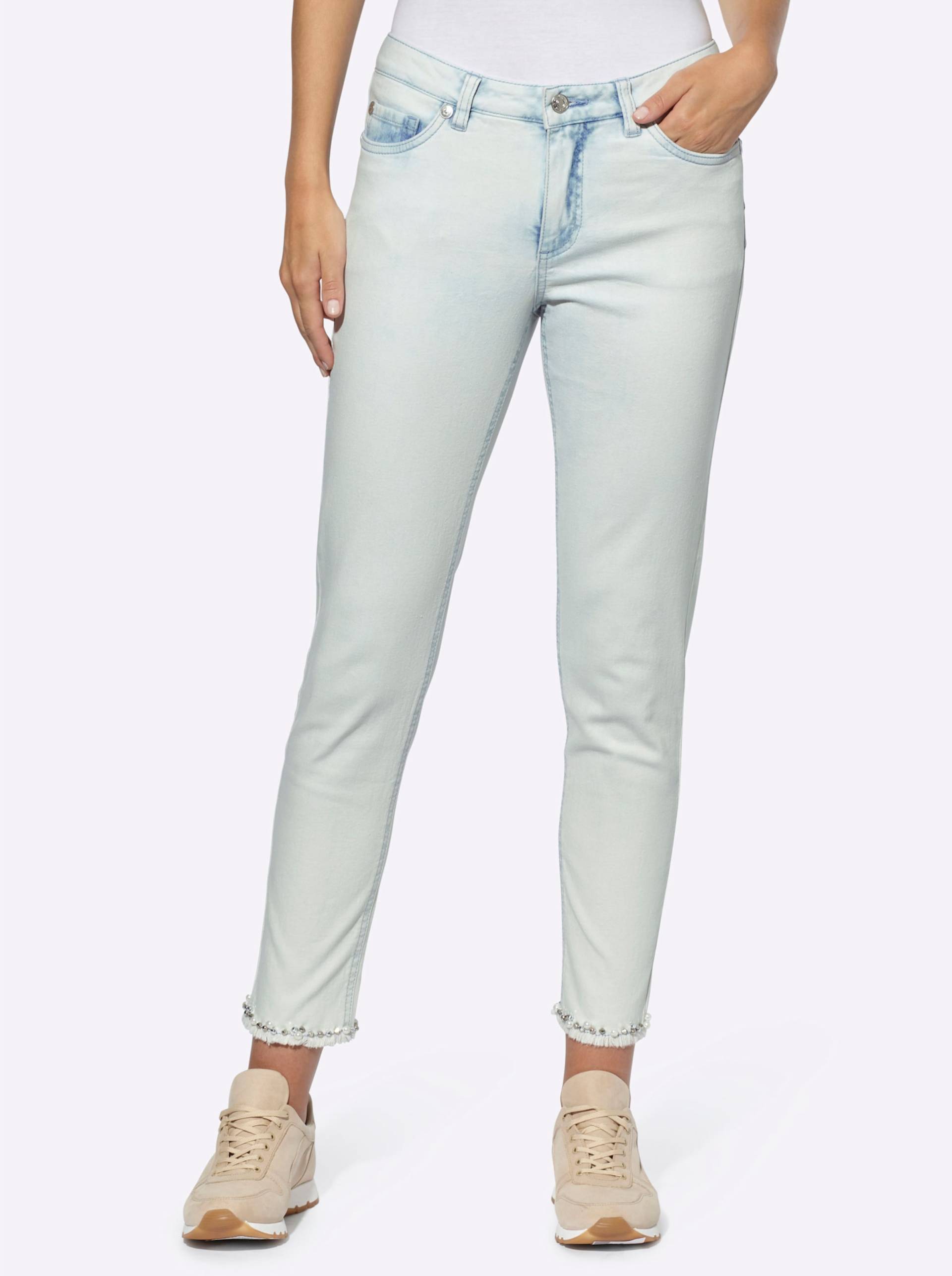 Push-up-Jeans in blue-bleached von heine