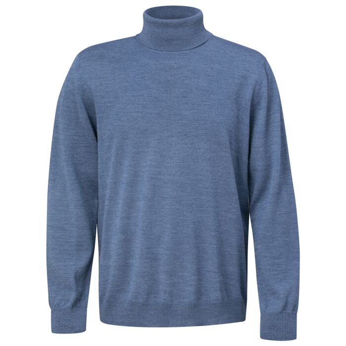 Rollkragen-Pullover mit Merinowolle, blau, XXL von Enrico Rosselli