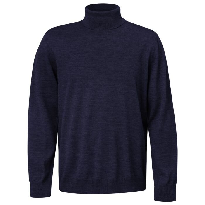 Rollkragen-Pullover mit Merinowolle, marine, S von Enrico Rosselli