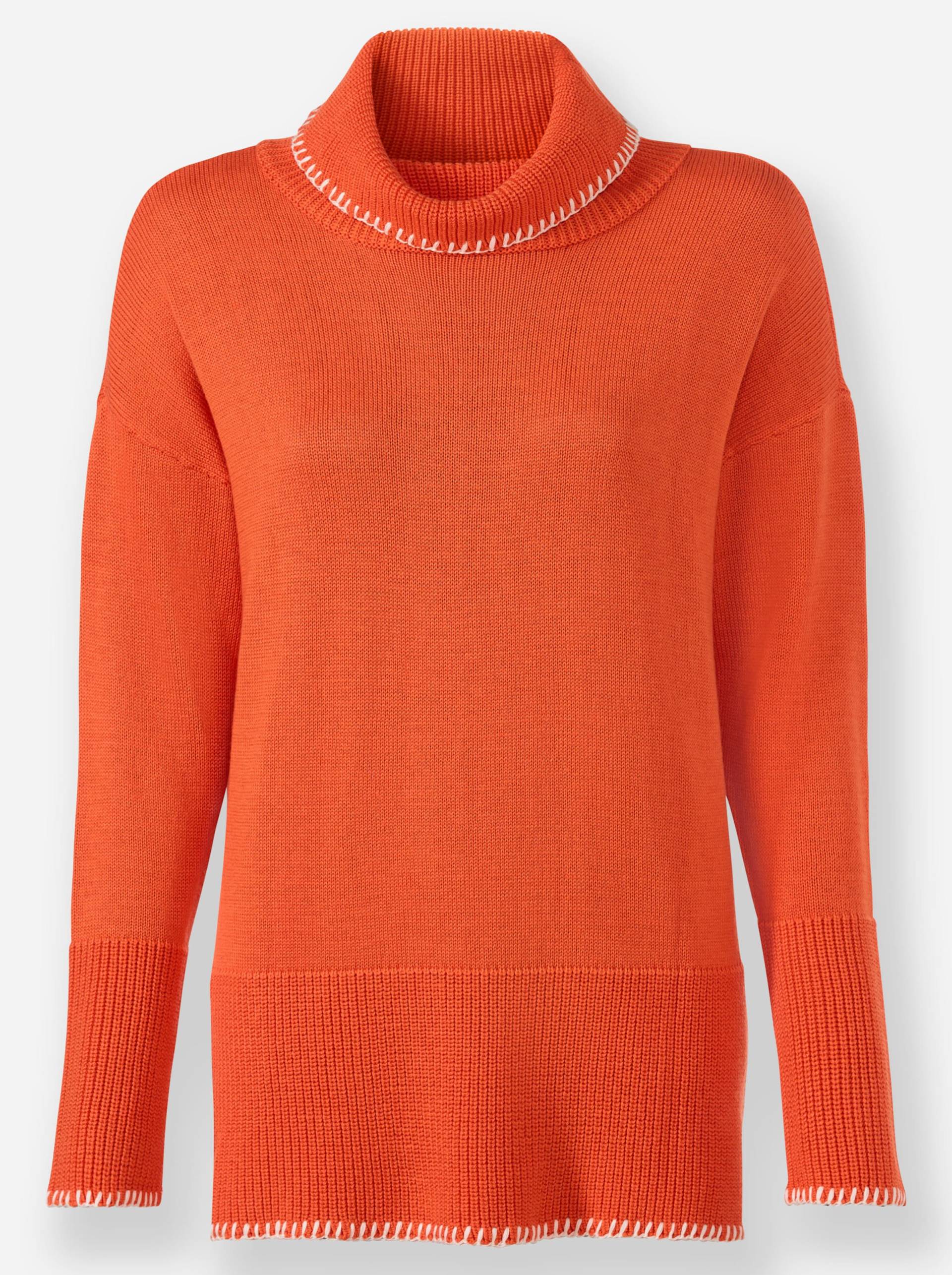 Rollkragenpullover in orange von heine