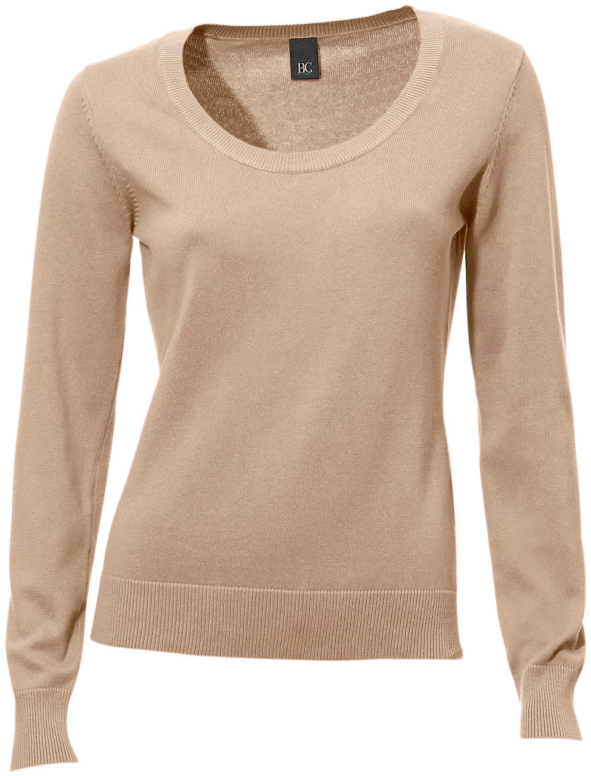 Rundhals-Pullover in beige von heine