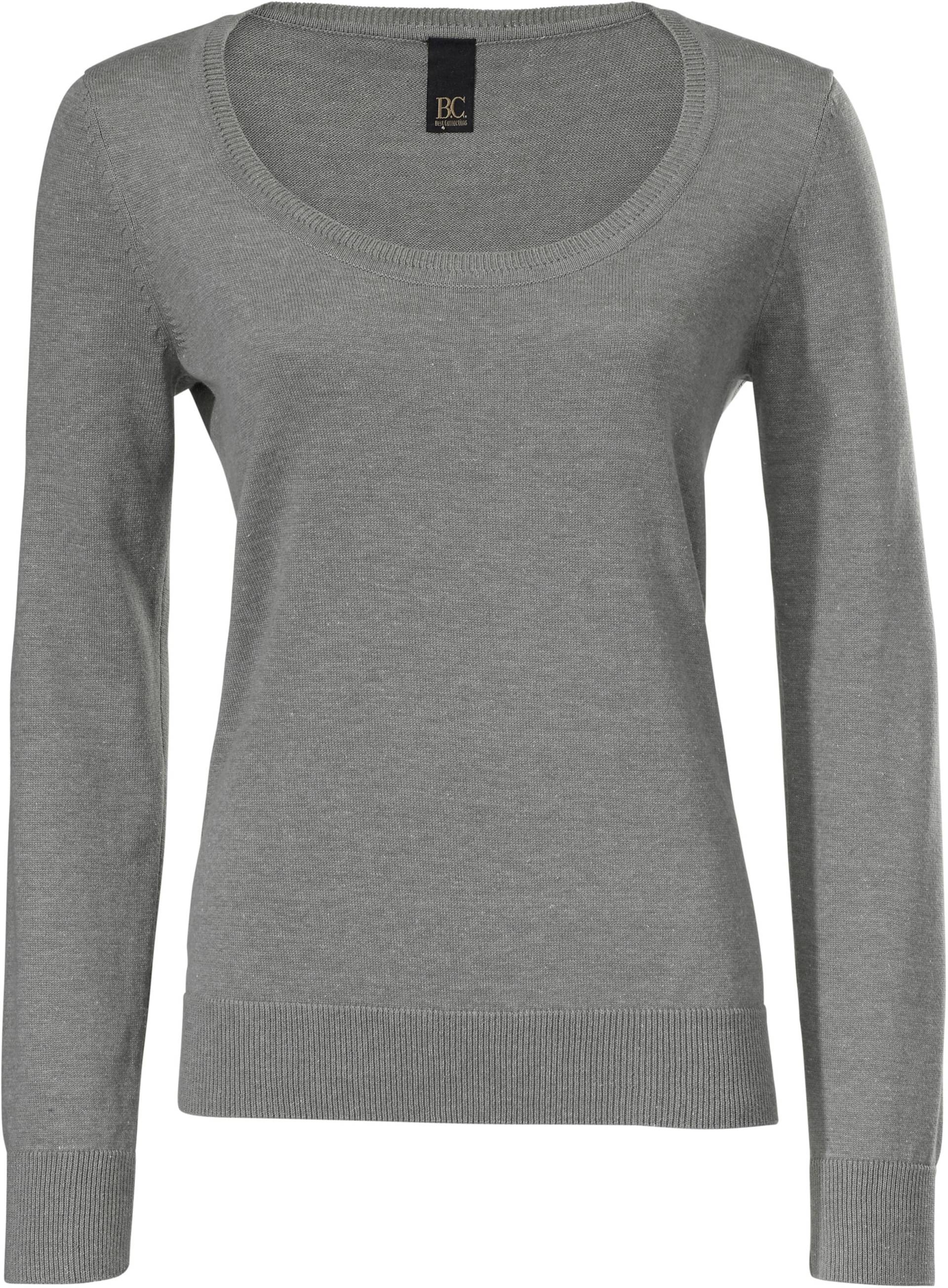 Rundhals-Pullover in grau-melange von heine