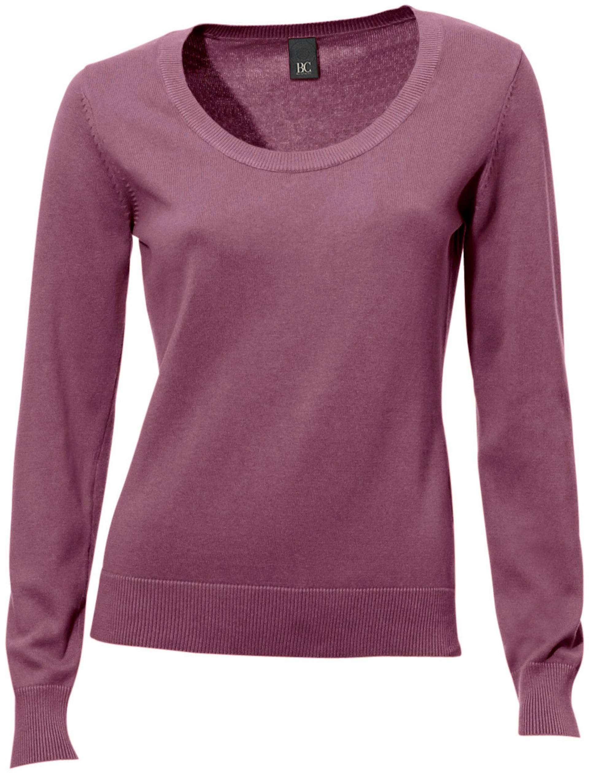 Rundhals-Pullover in mauve von heine