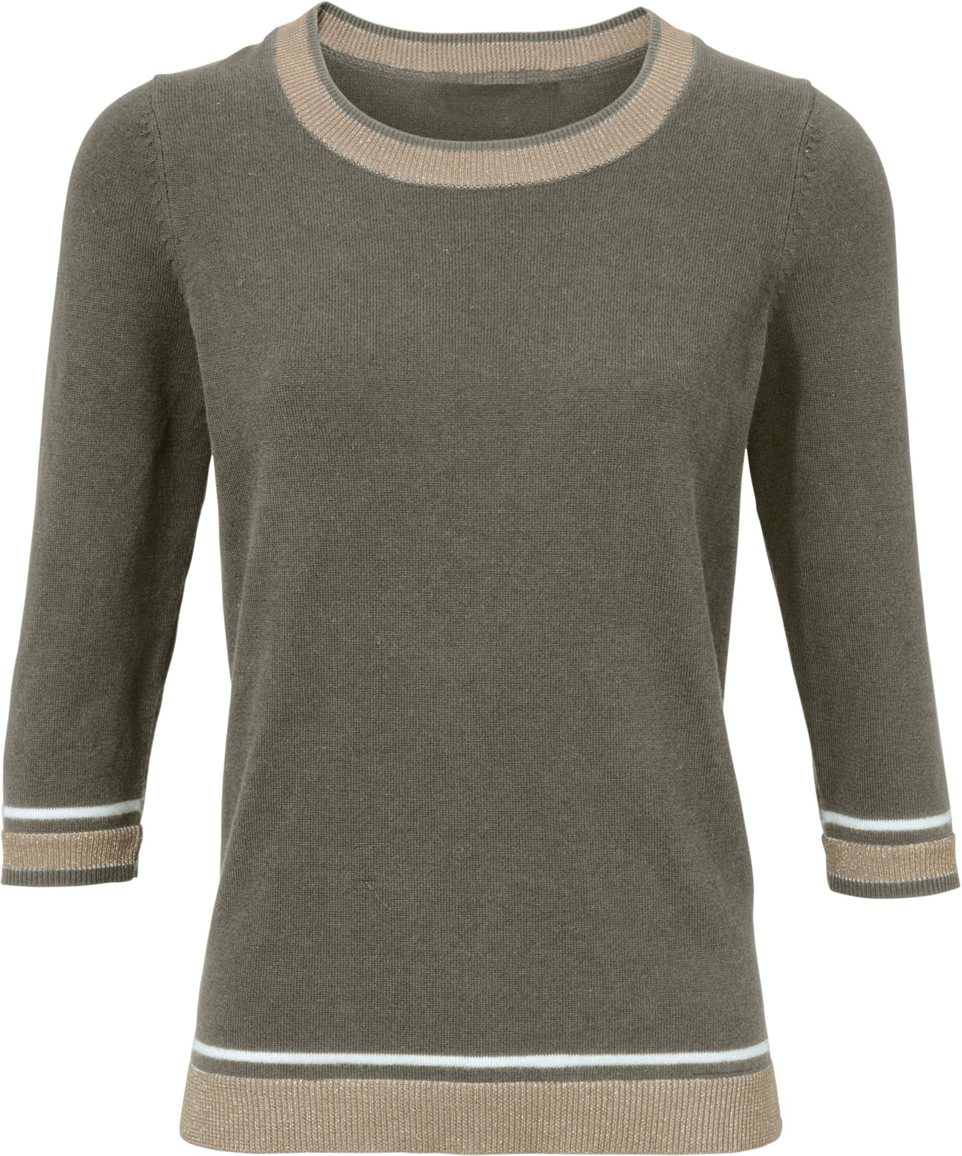 Rundhals-Pullover in oliv von heine