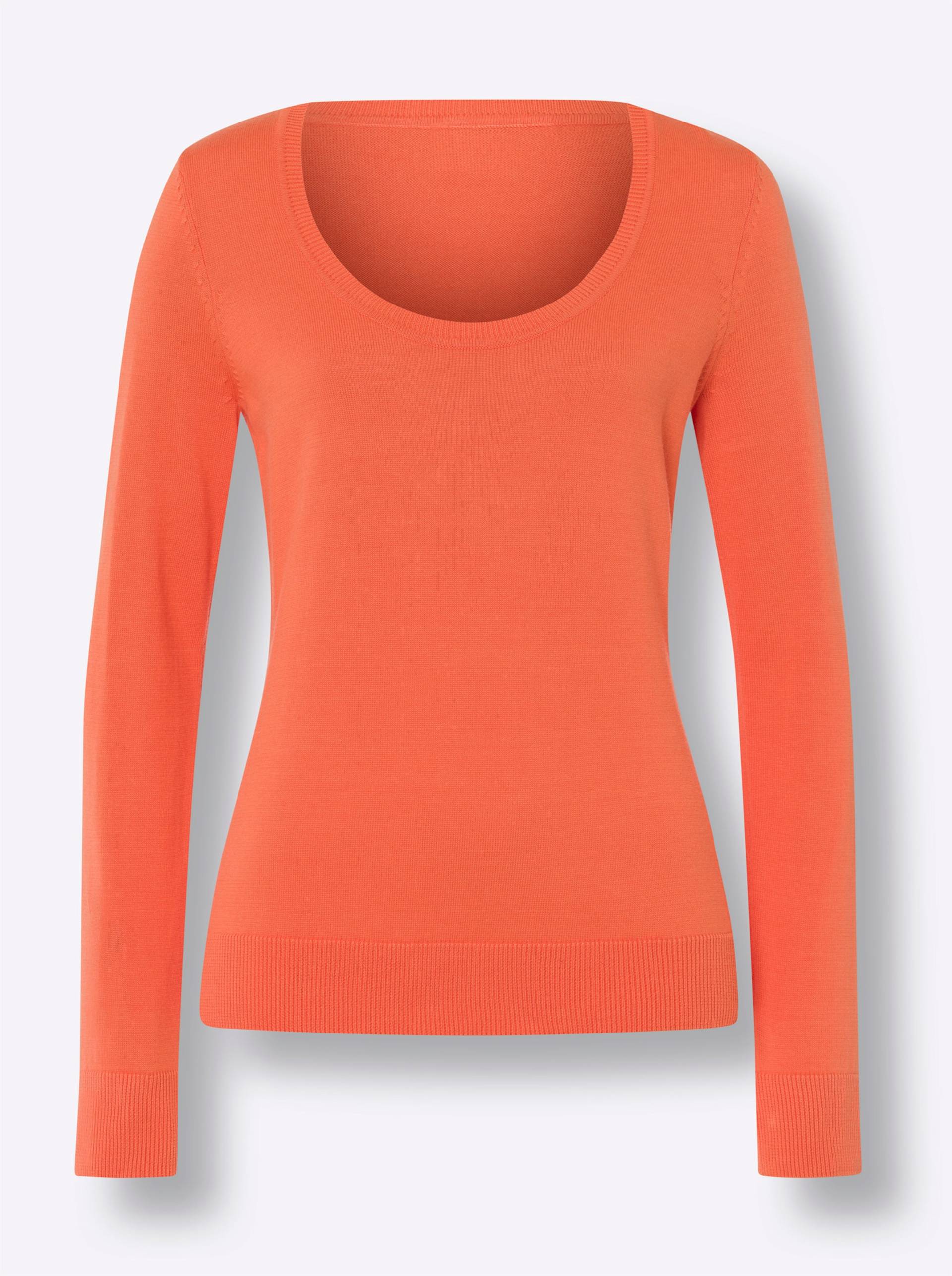 Rundhals-Pullover in orange von heine