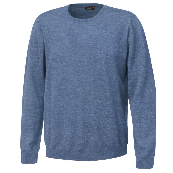 Rundhals-Pullover mit Merinowolle für Herren, blau, XXL von Enrico Rosselli