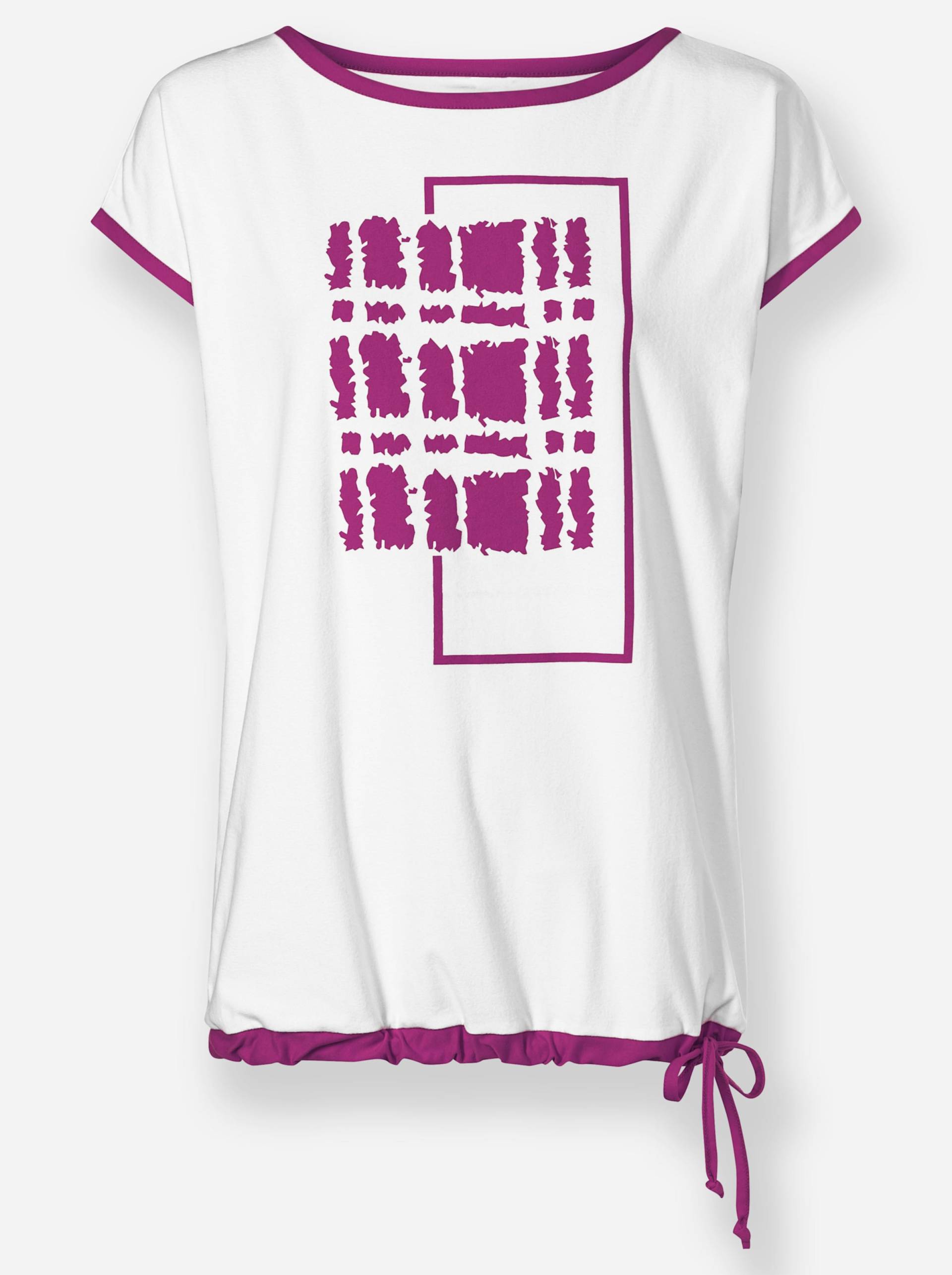 Rundhalsshirt in ecru-magenta-bedruckt von heine