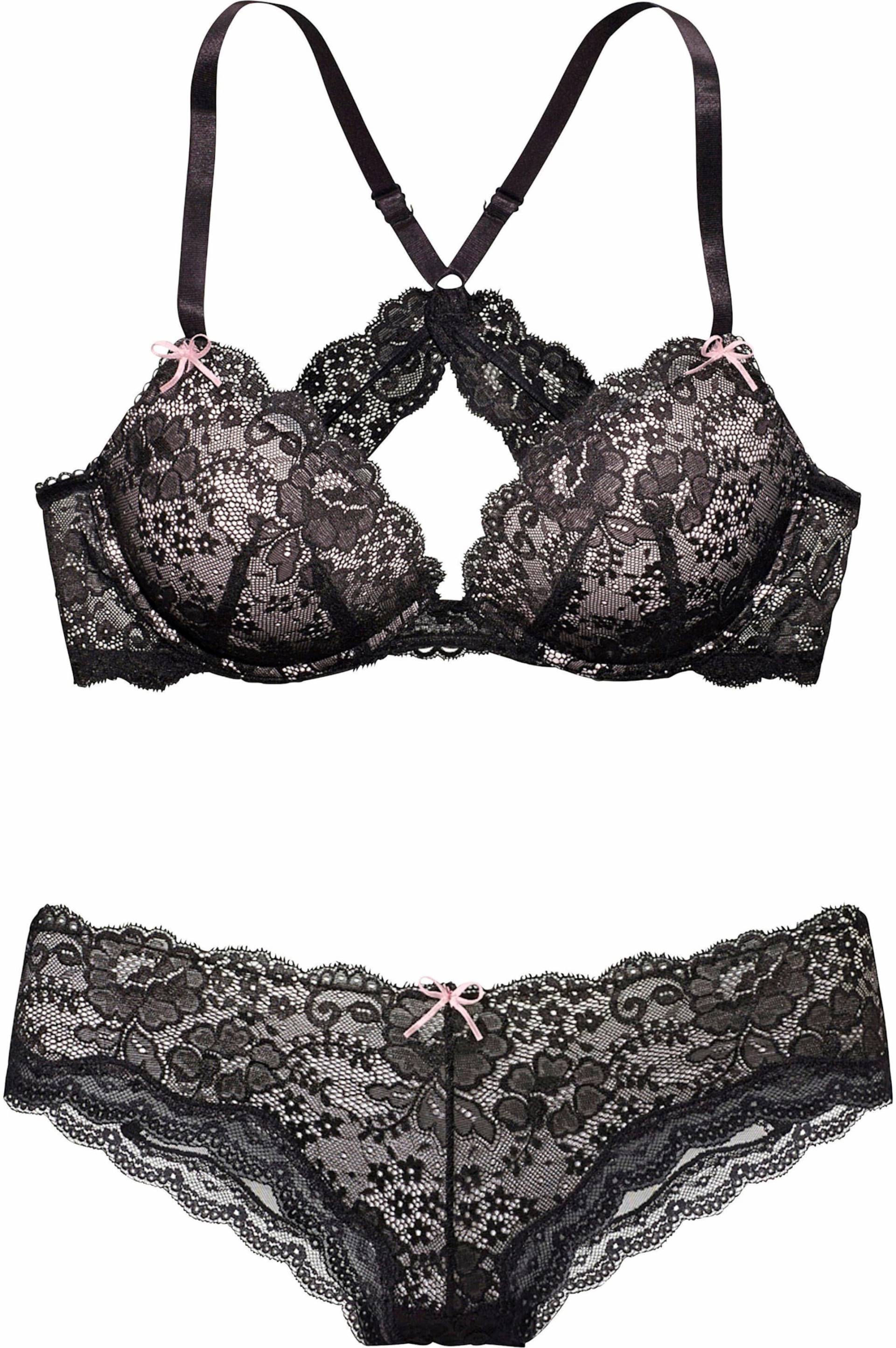 Set: Push-up-BH in schwarz-rosa von LASCANA