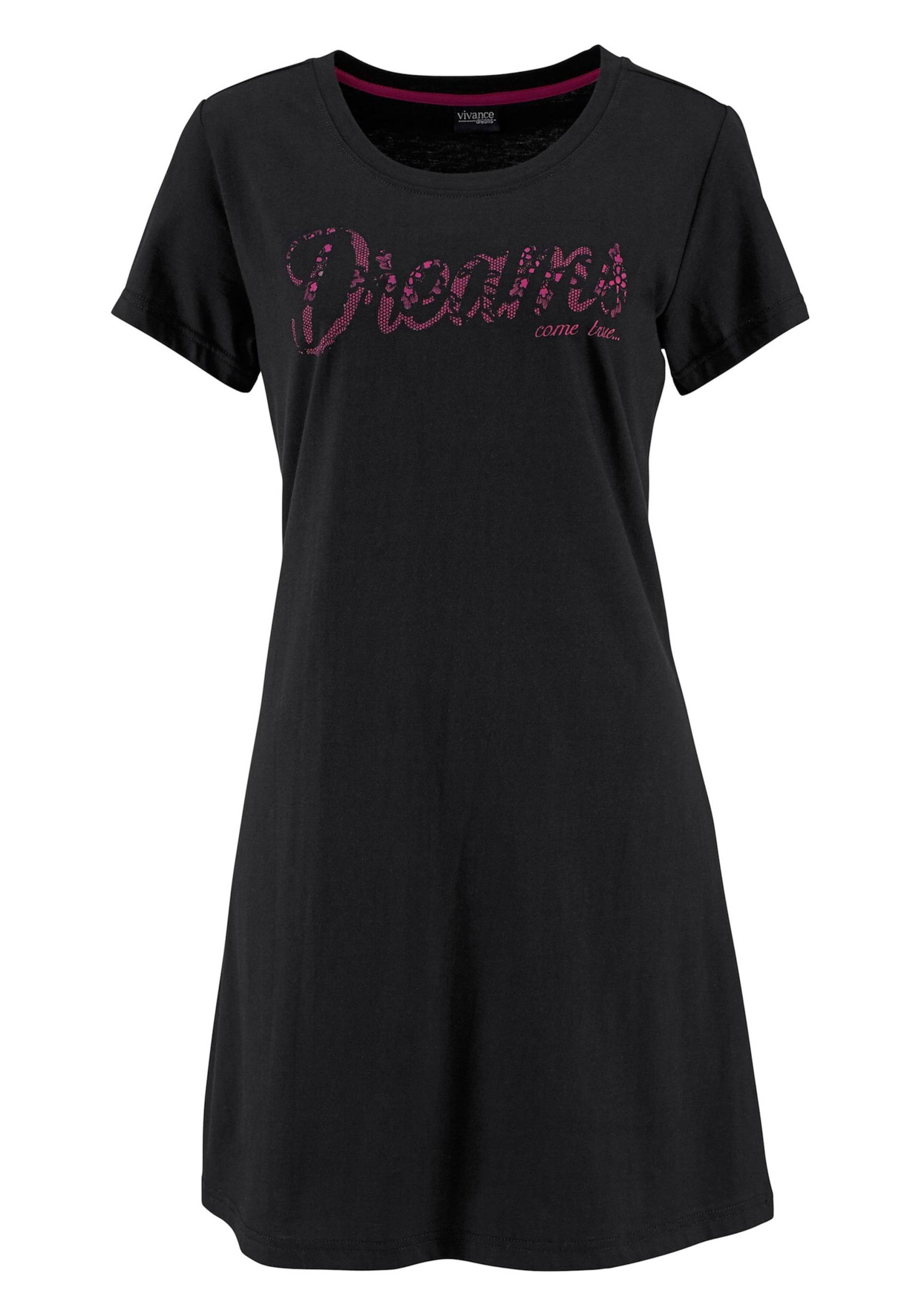 Sleepshirt in pink, schwarz von Vivance Dreams