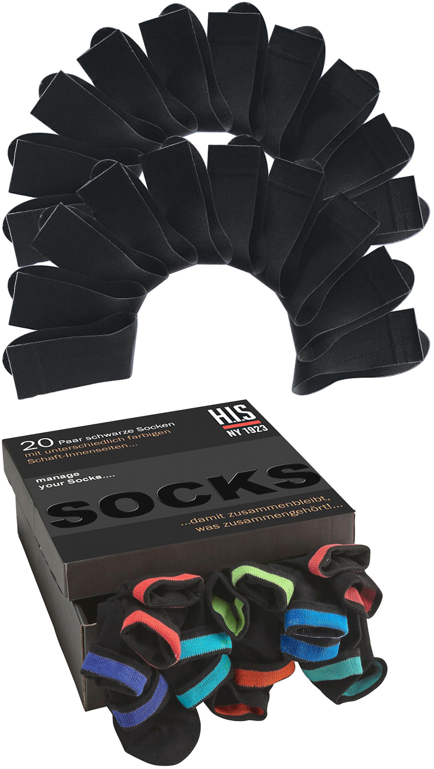 Socken in 20x schwarz von H.I.S