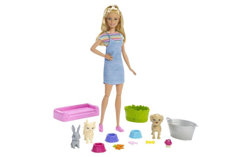 Barbie Spielfigur »Wash Pets Puppe mit Tieren«, (Set) von Barbie