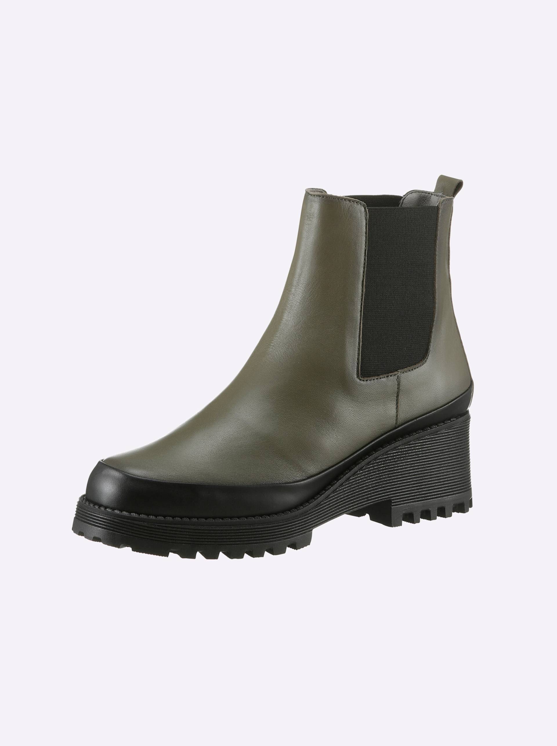 Stiefelette in khaki-schwarz von heine