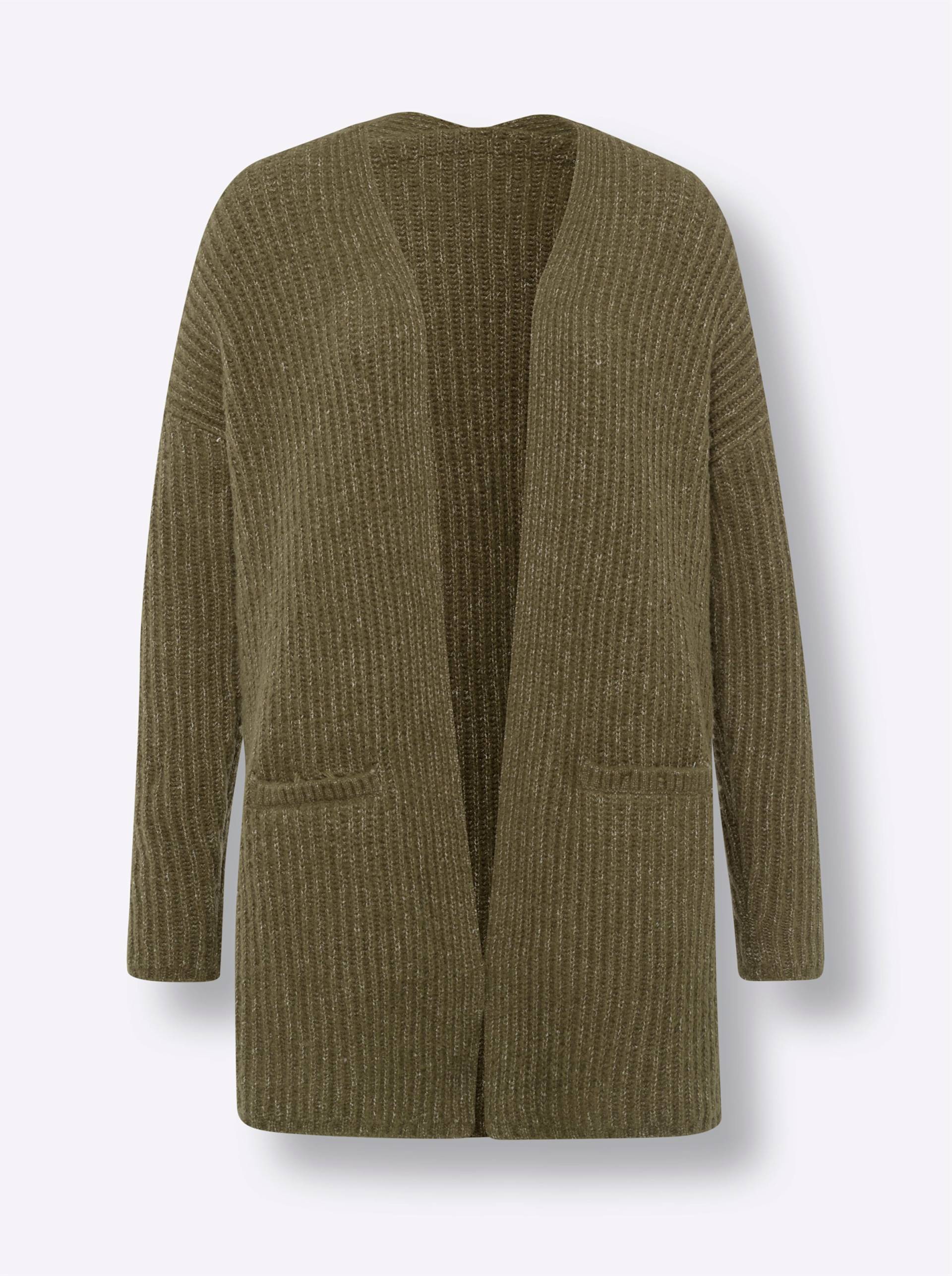 Strickjacke in khaki-meliert von heine