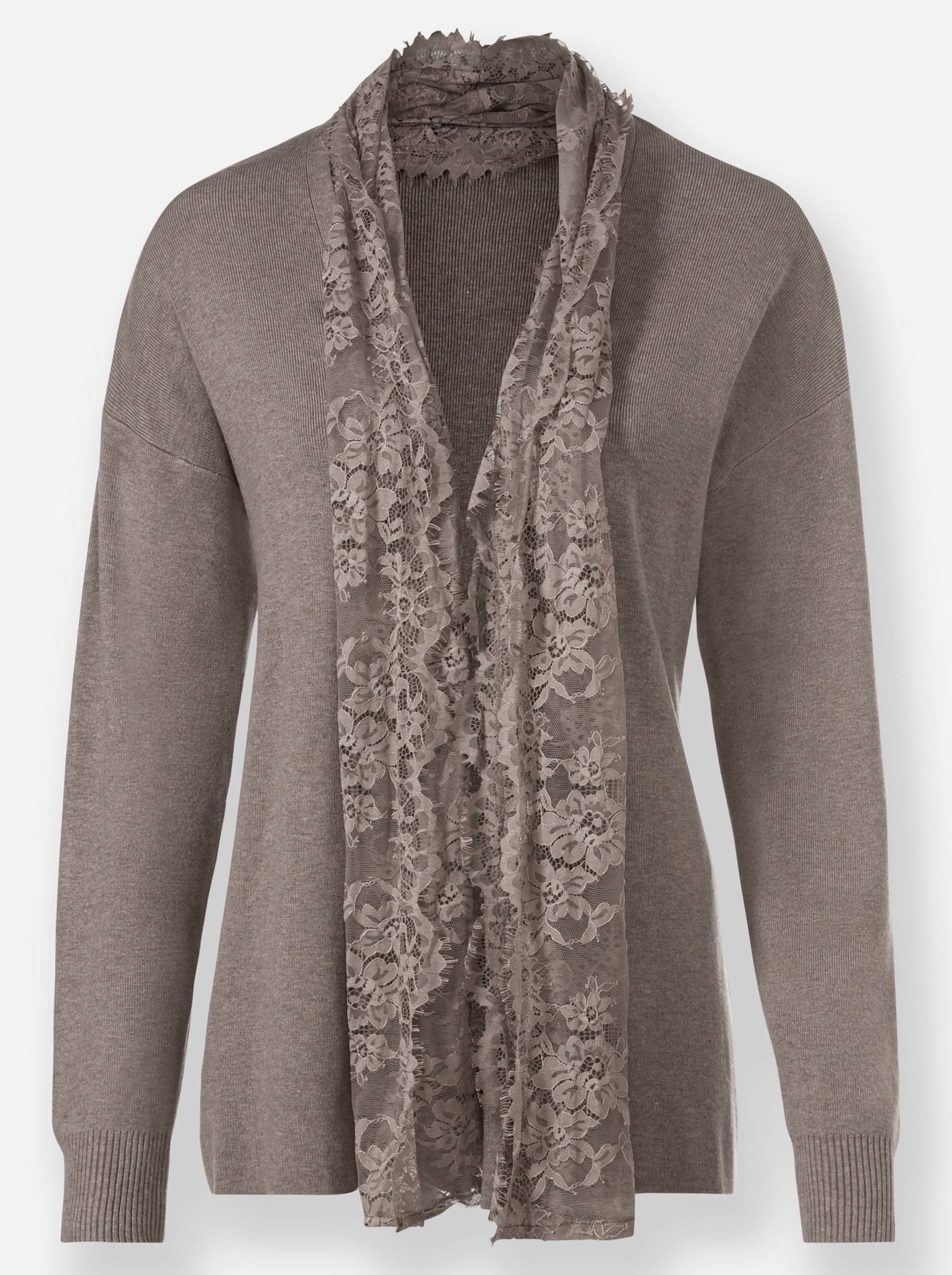 Strickjacke in taupe-meliert von heine