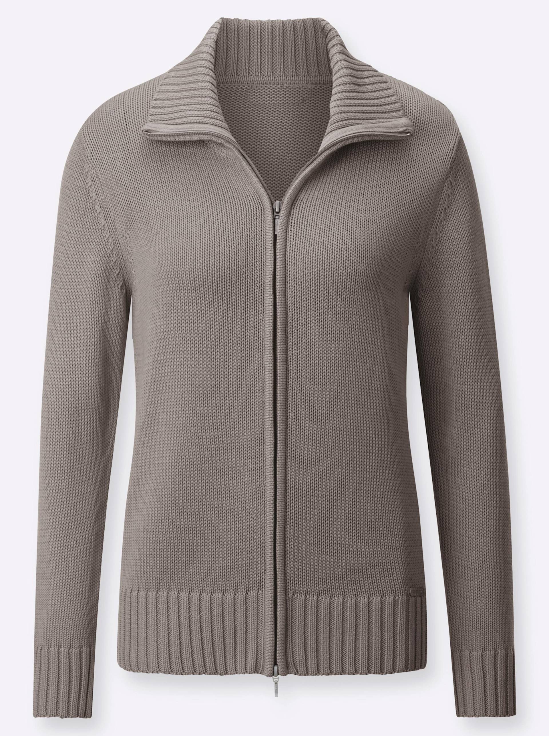 Strickjacke in taupe-meliert von heine