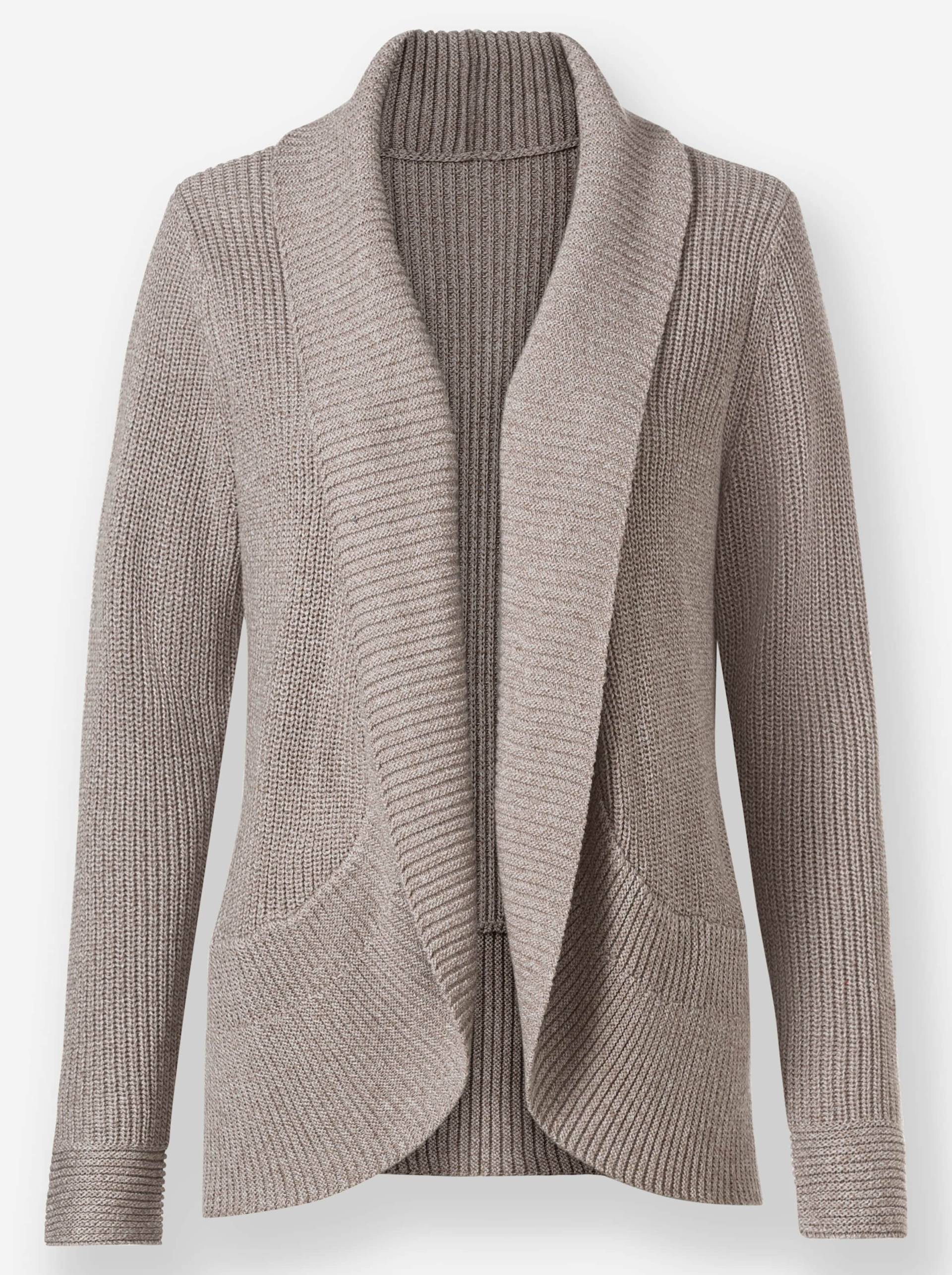 Strickjacke in taupe-meliert von heine