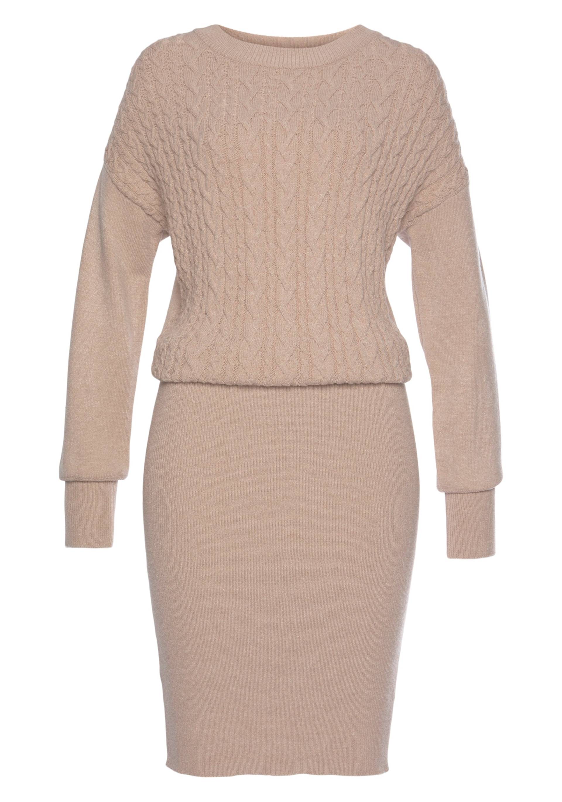 Strickkleid in beige von LASCANA