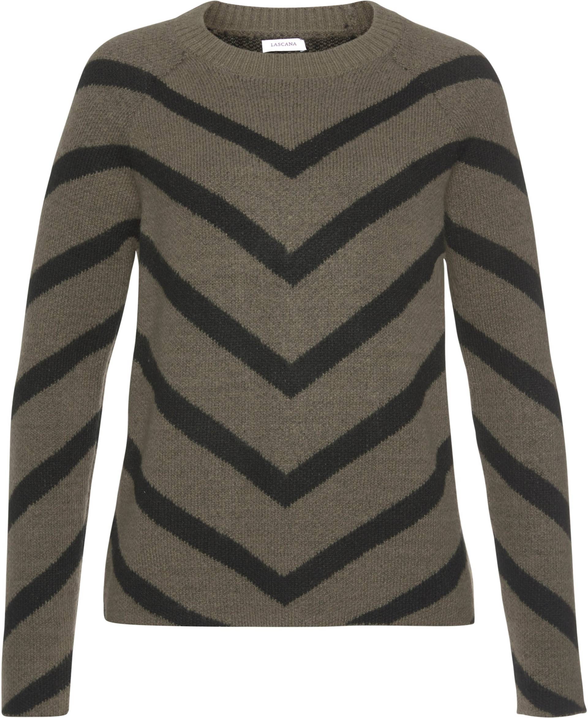 Strickpullover in khaki-schwarz von LASCANA