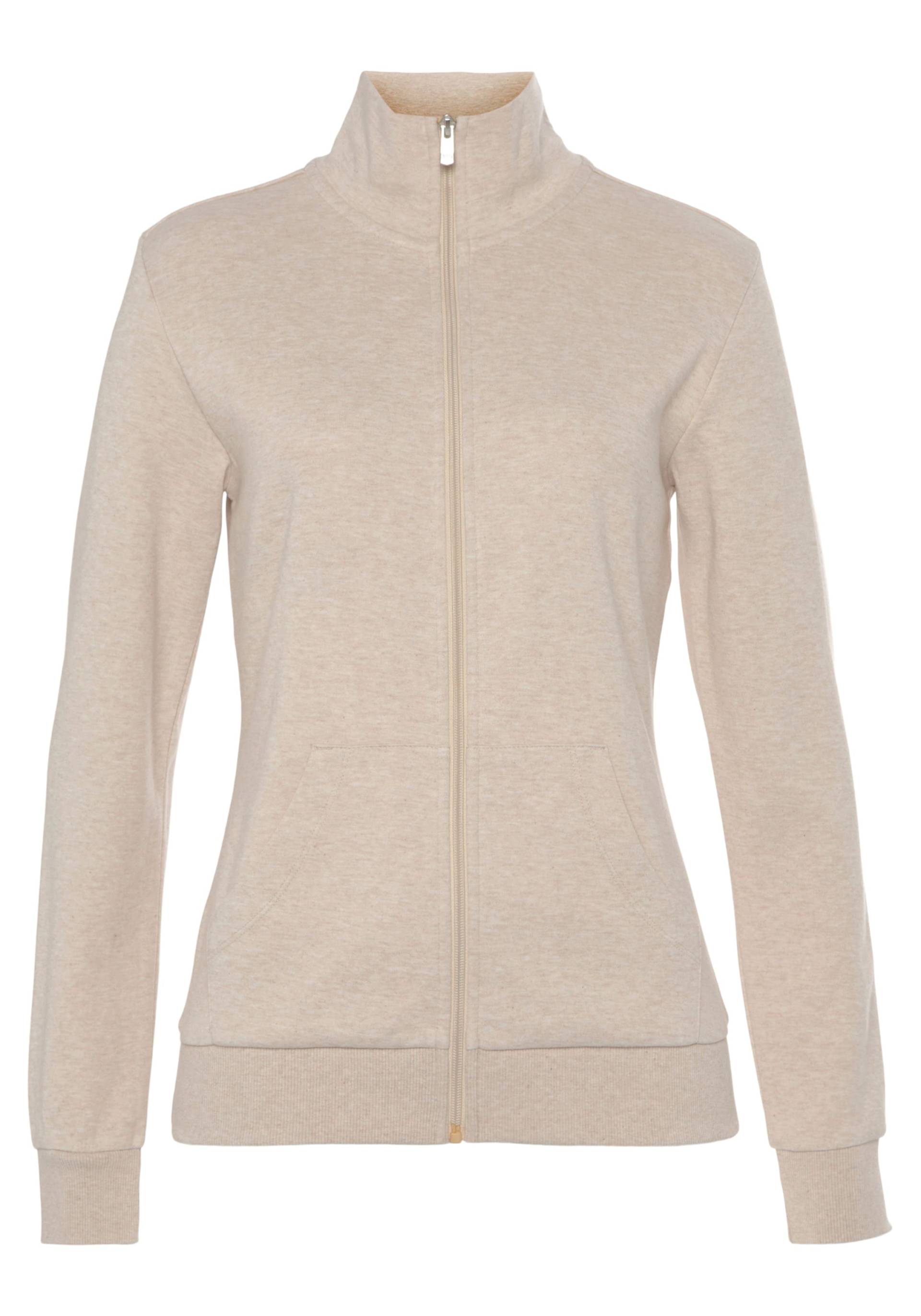 Sweatjacke in beige meliert von heine