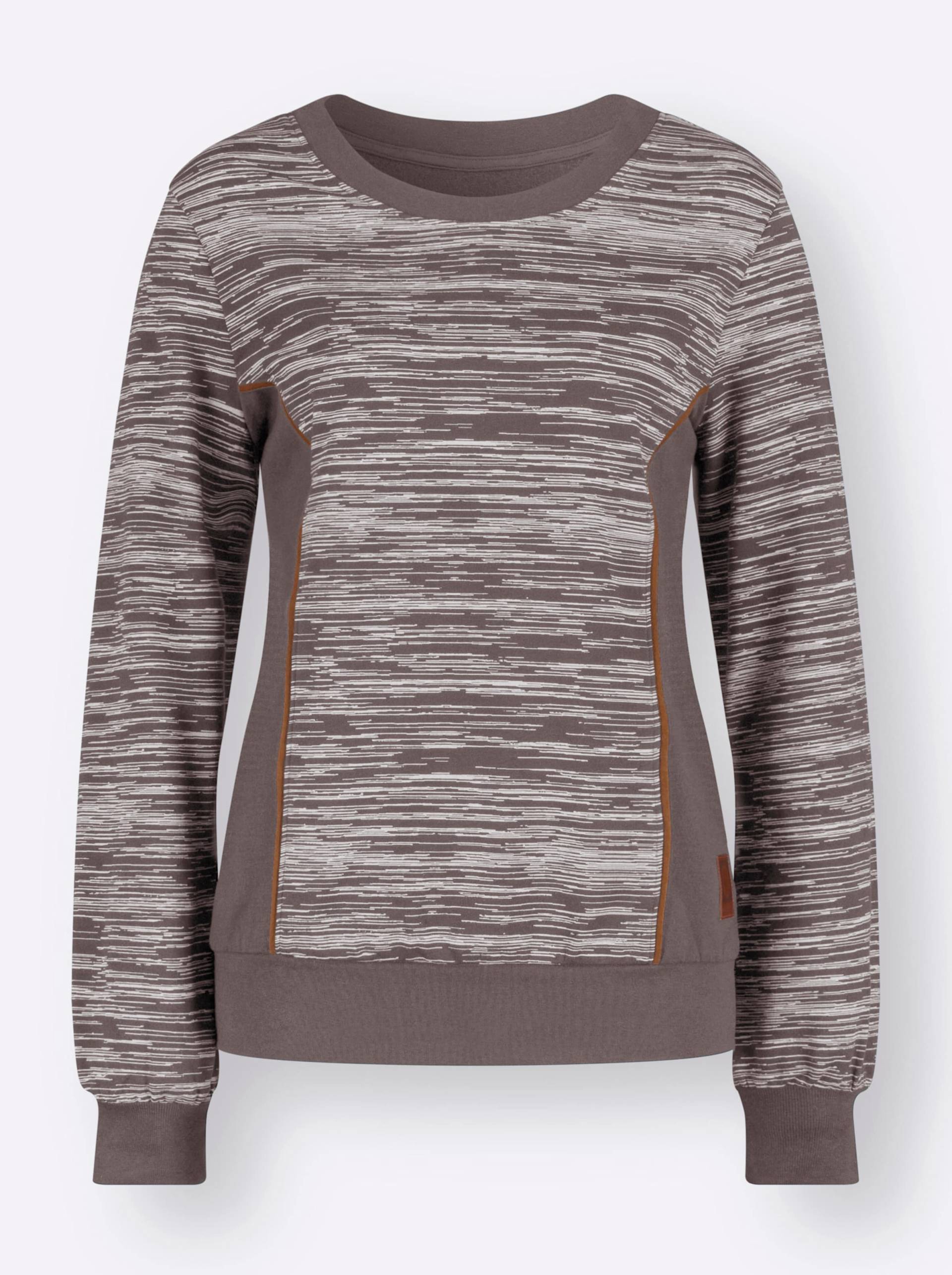 Sweatshirt in dunkeltaupe-ecru-bedruckt von heine