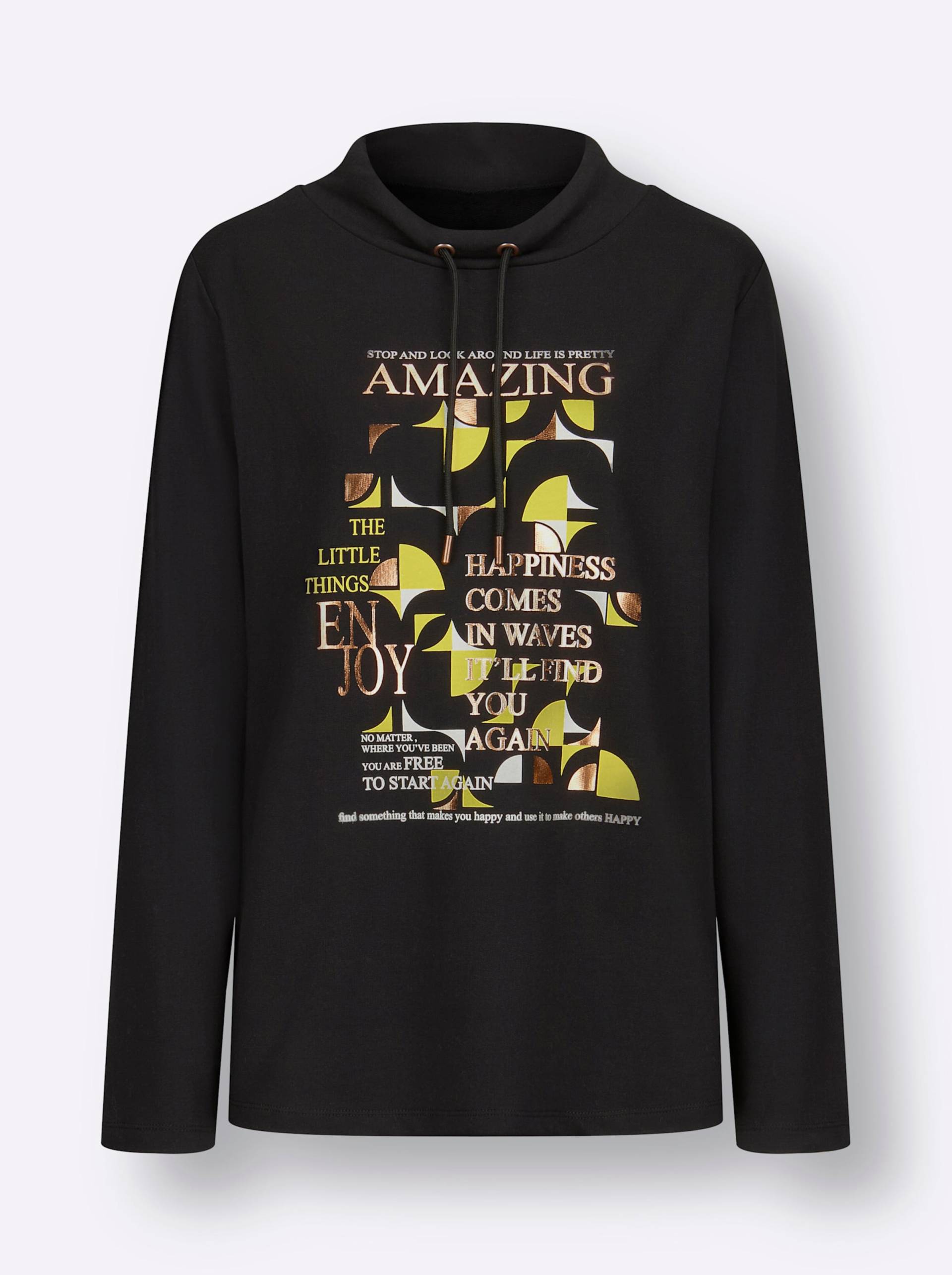 Sweatshirt in schwarz-limone von heine