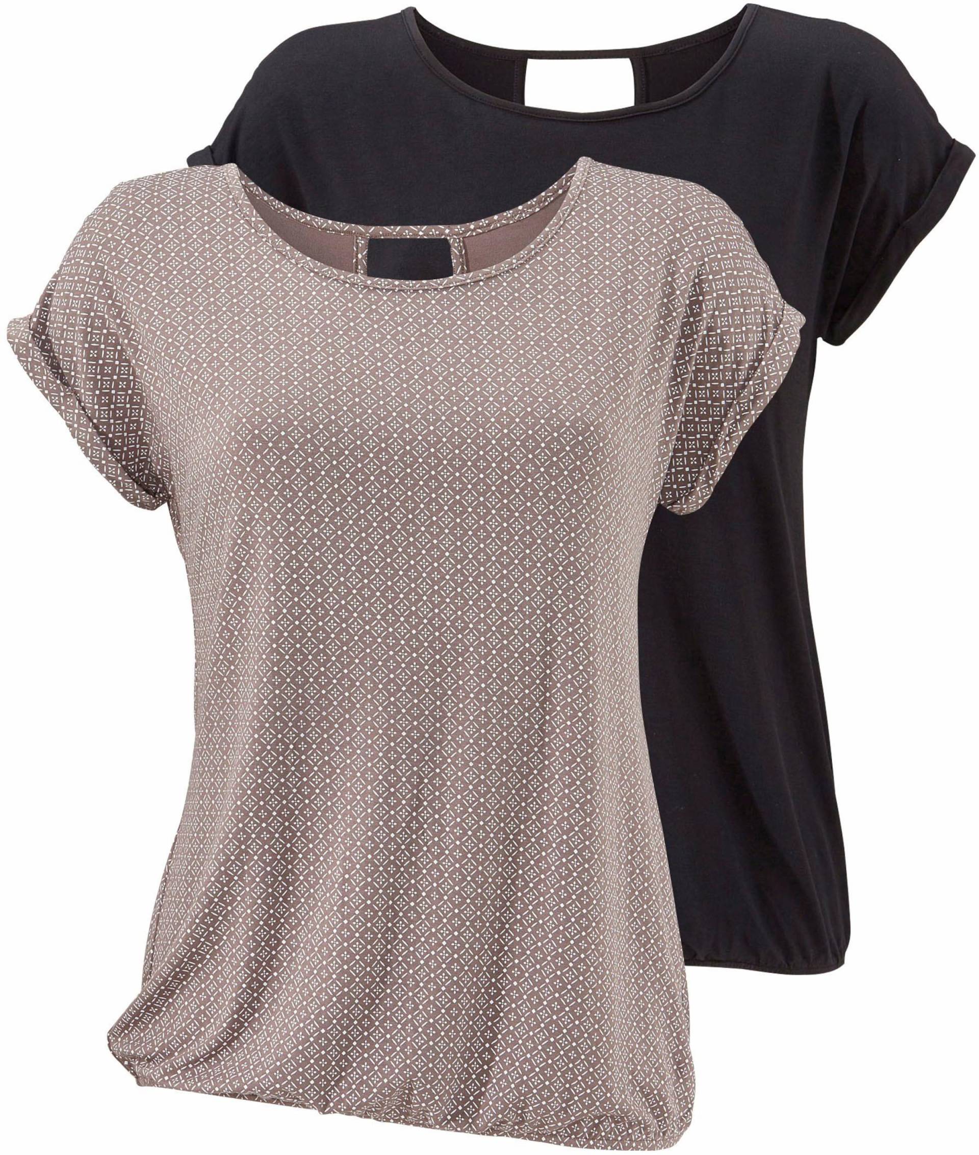 T-Shirt in taupe-gemustert, schwarz von LASCANA