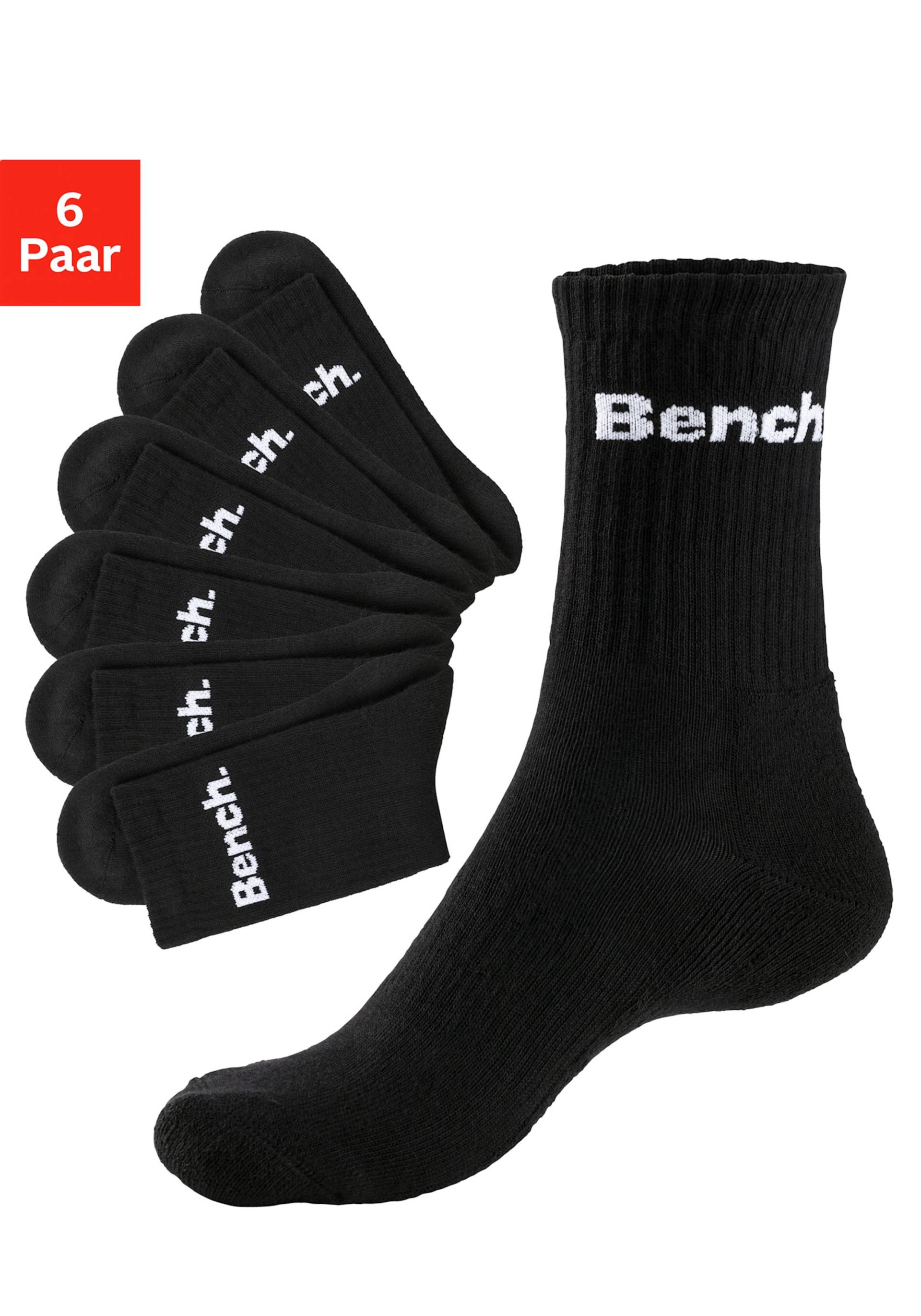 Tennissocken in 6x schwarz von Bench.