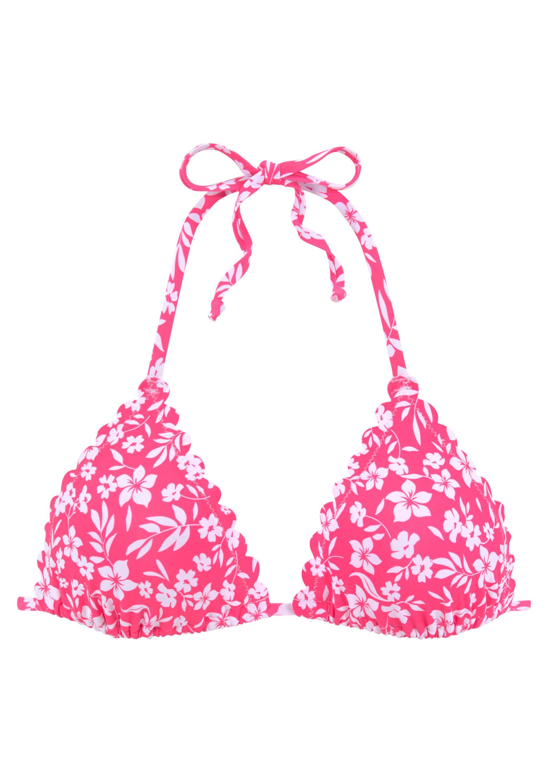 Triangel-Bikini-Top in neonpink-weiss von Vivance