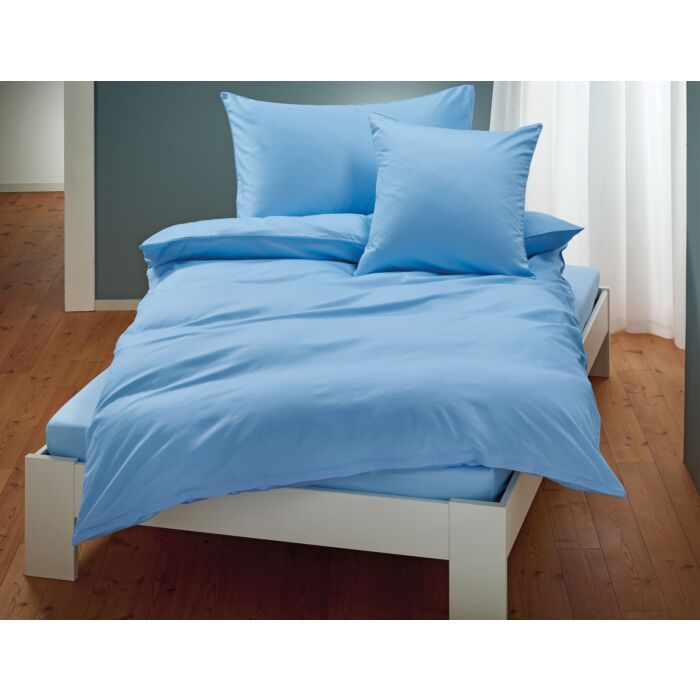 Uni Satin Bettwäsche mit Biese, hellblau, 65x65 cm von Living Home