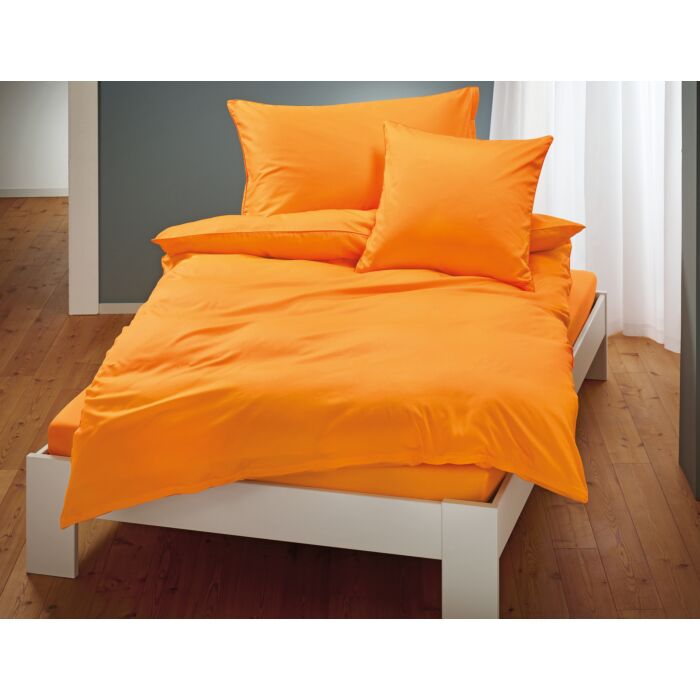 Uni Satin Bettwäsche mit Biese, orange, 40x40 cm von Living Home