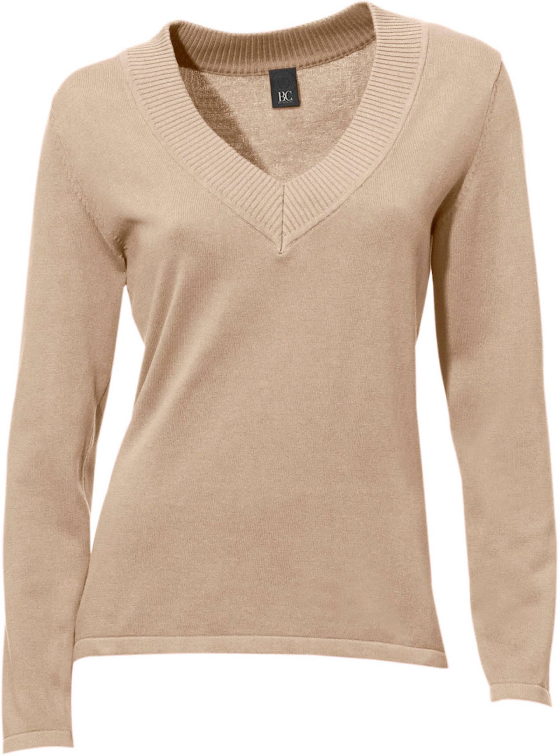 V-Pullover in beige von heine