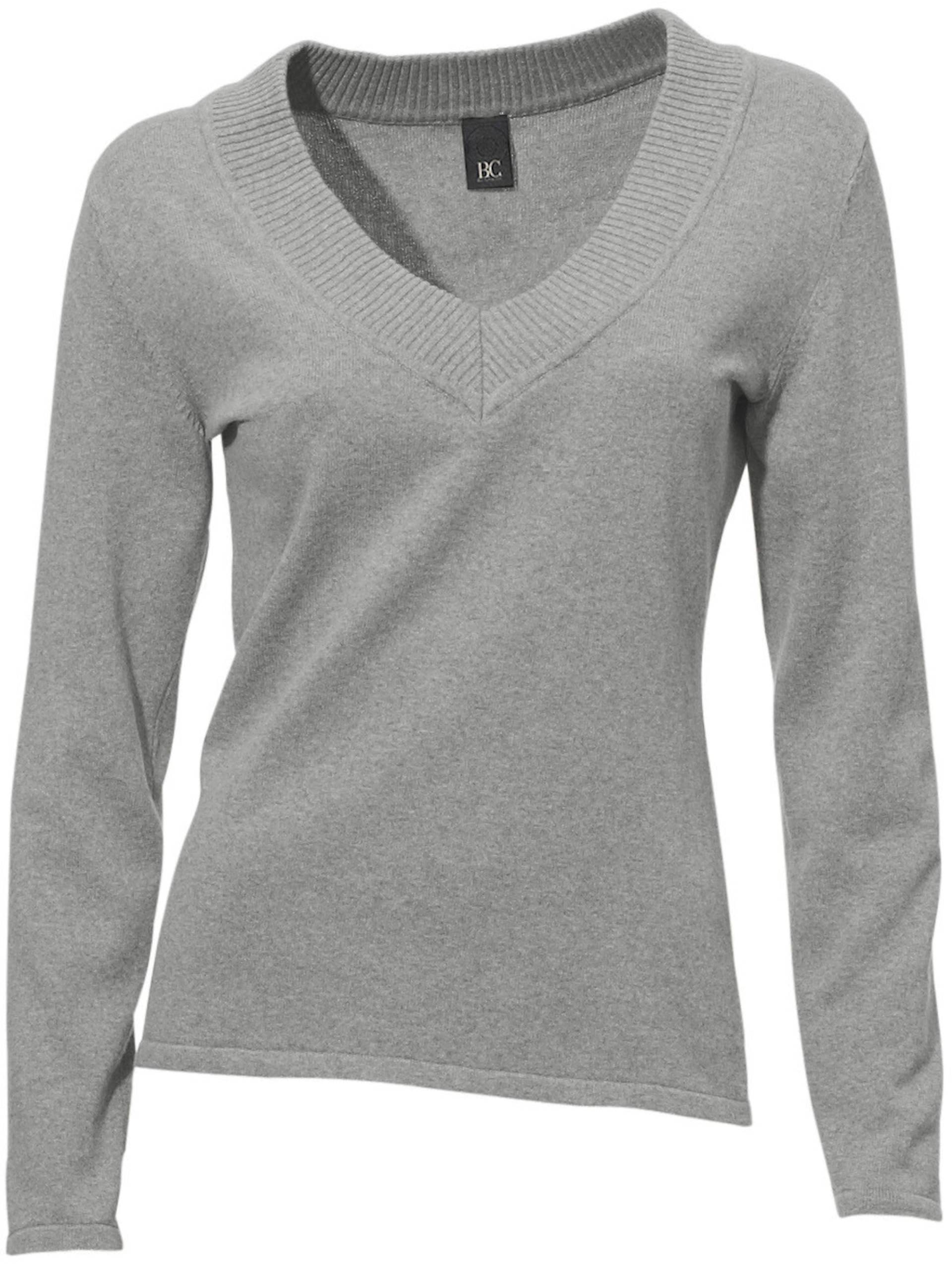 V-Pullover in grau-melange von heine