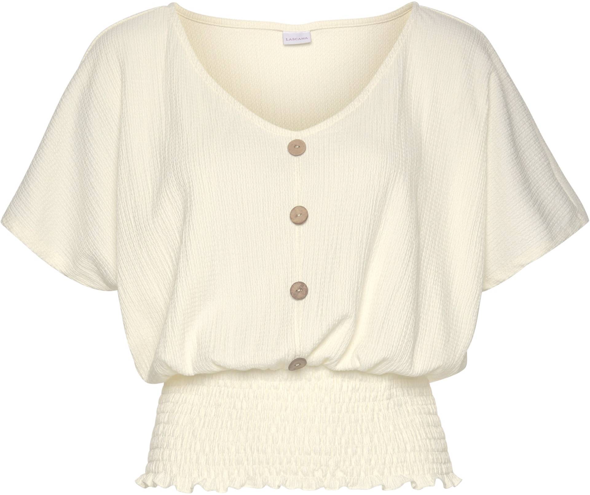 V-Shirt in creme von LASCANA