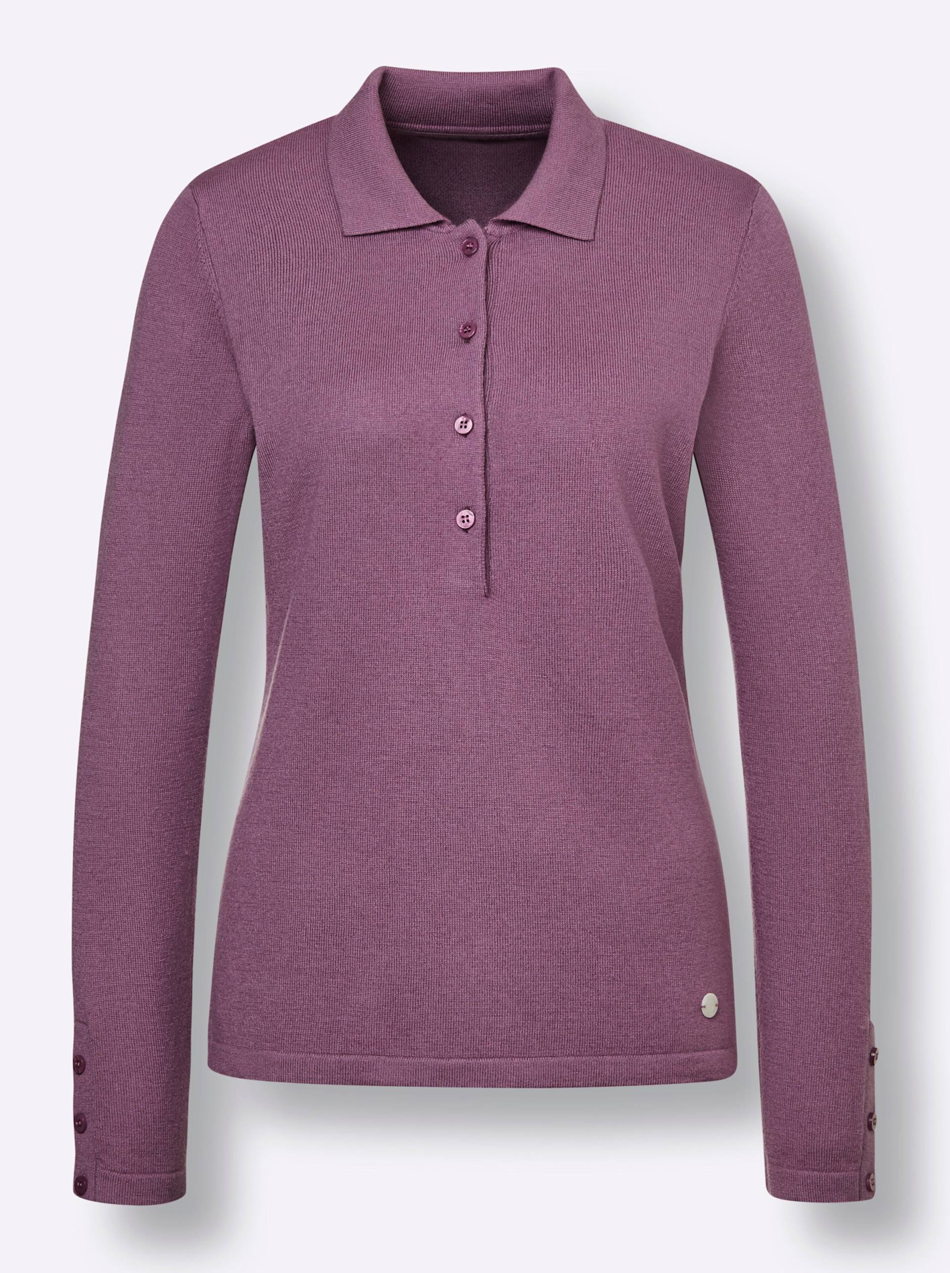 Viskose-Schurwoll-Pullover in violett von CREATION L PREMIUM