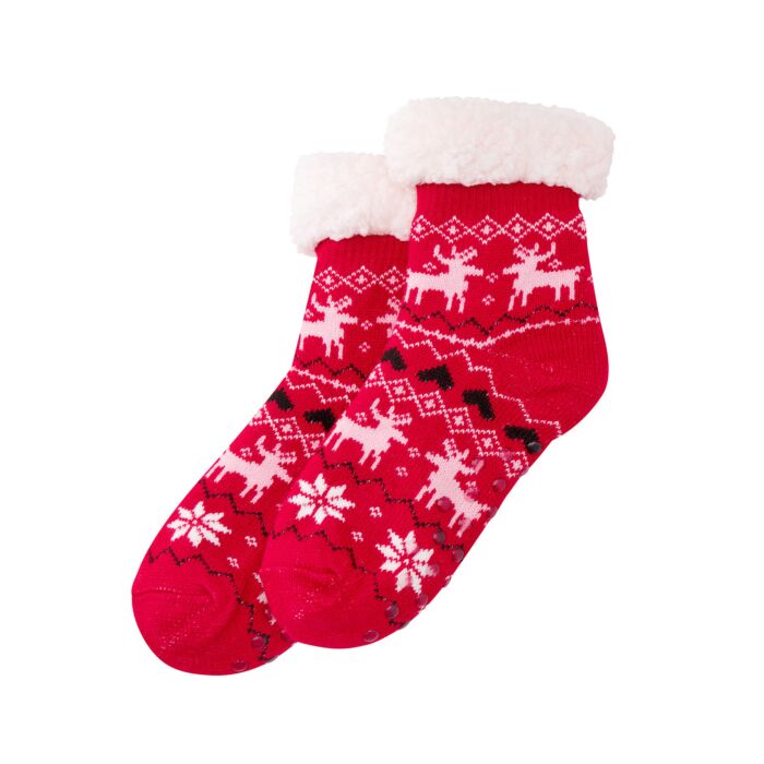 Weihnachtliche Damen Hüttensocken, rot