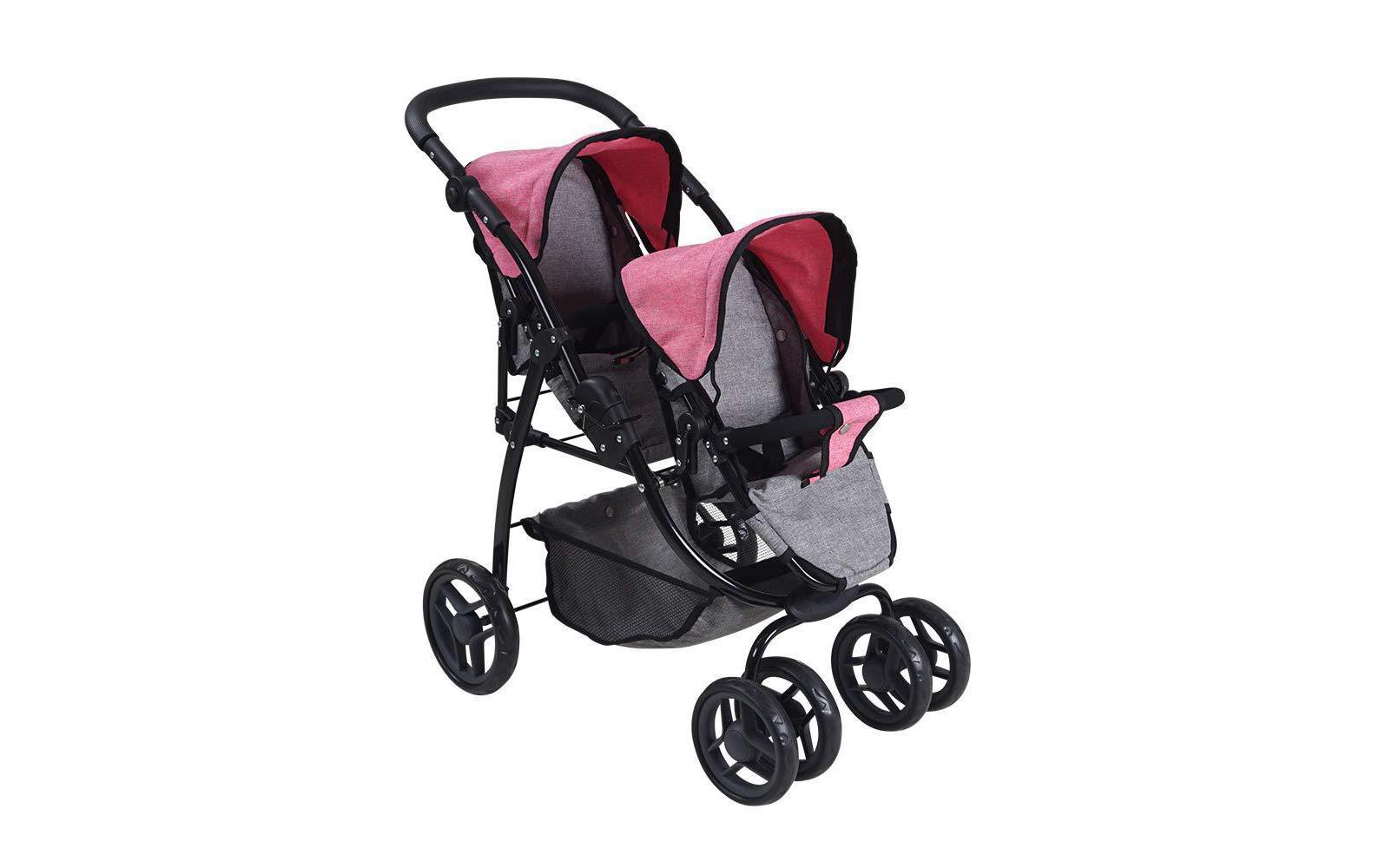 Knorrtoys® Puppen-Zwillingsbuggy »Milo jeans grey«, (Ausstattung: Höhenverstellbarer Griff, Zubehörkorb/-netz) von Knorrtoys®