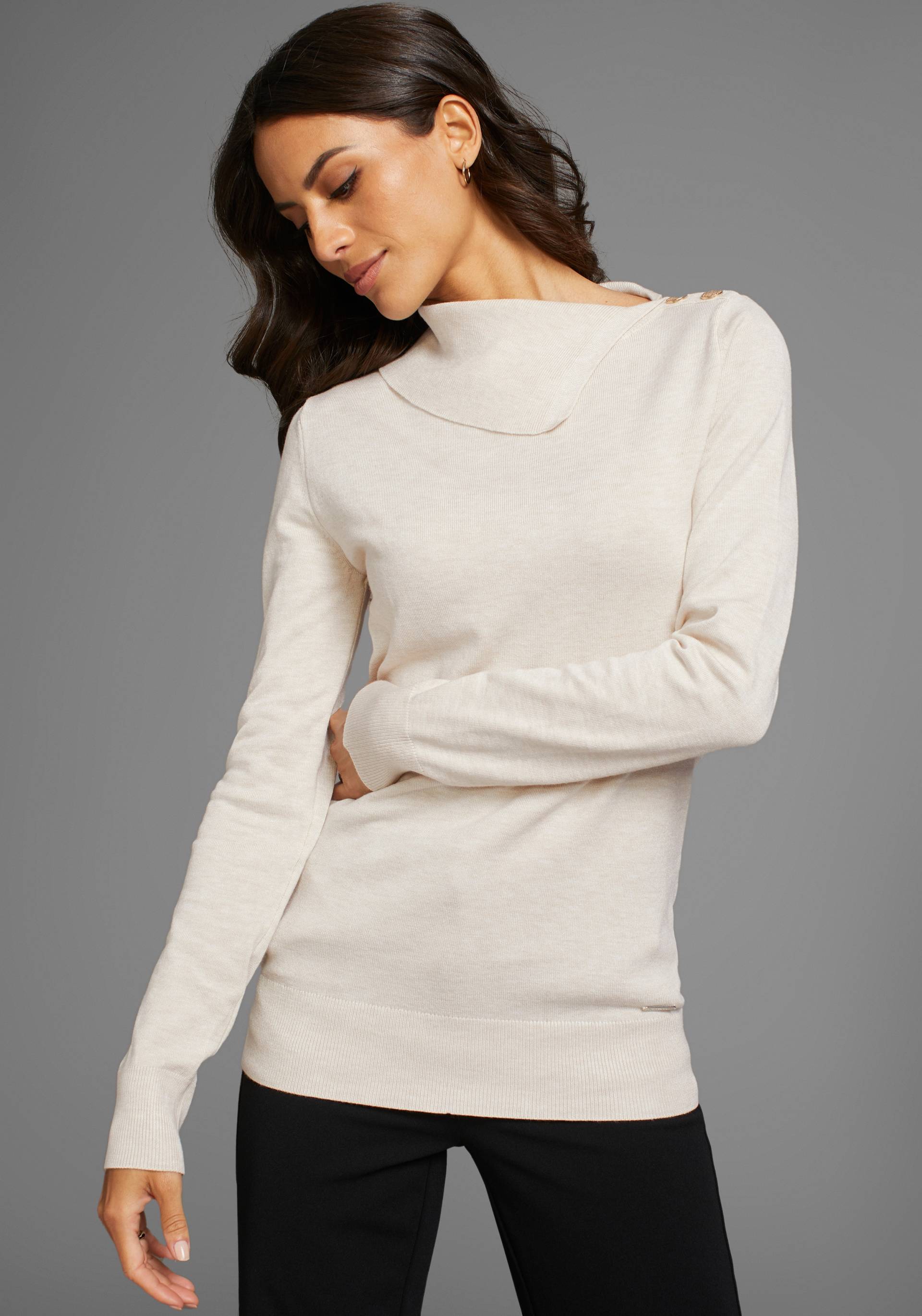 Laura Scott Schalkragenpullover, mit Schlitzkragen - NEUE KOLLEKTION Laura Scott Schalkragenpullover, mit Schlitzkragen - NEUE KOLLEKTION von laura scott
