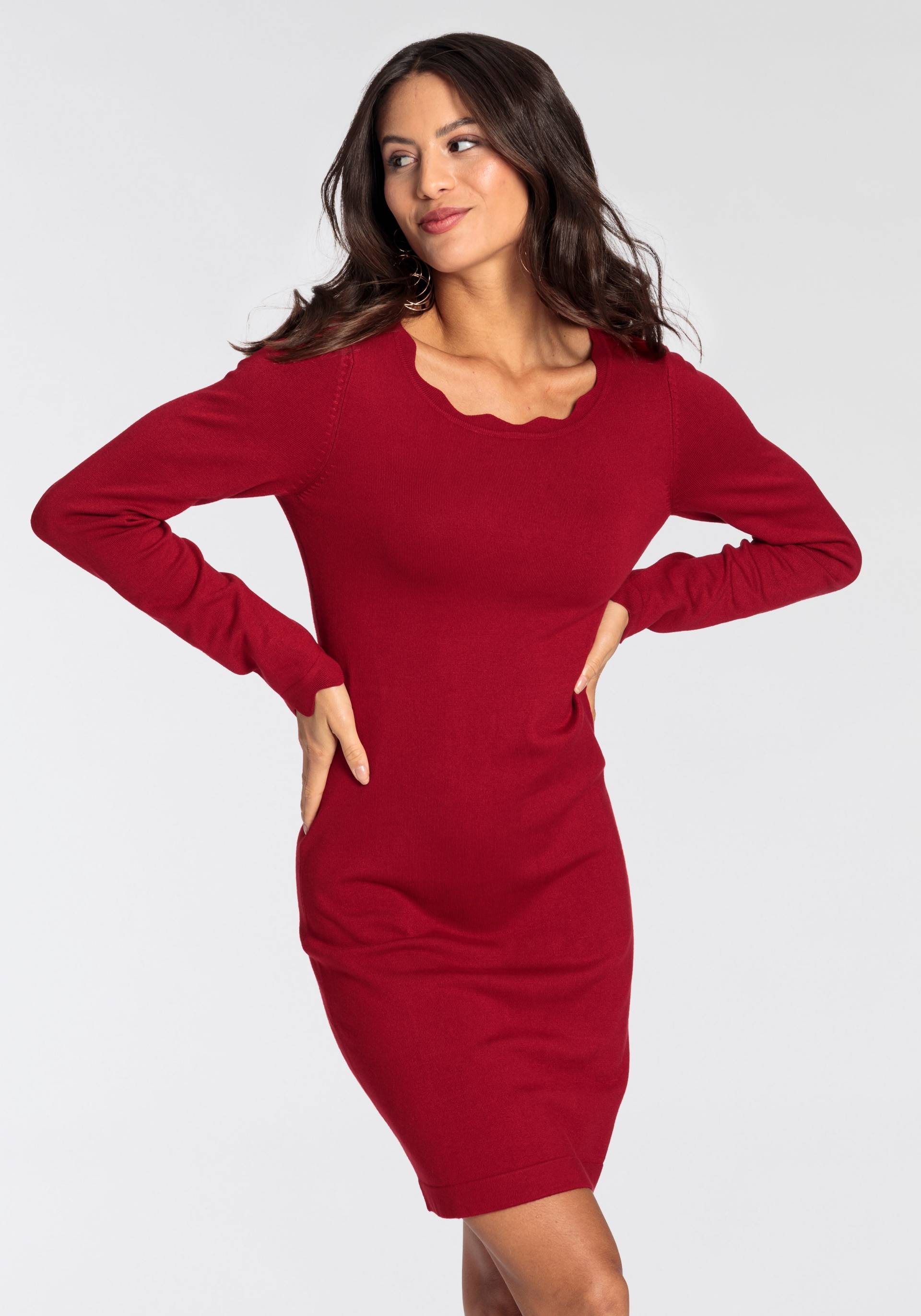 Laura Scott Strickkleid, kurzes Kleid, figurbetont, aus Viskosemischung, langärmlig Laura Scott Strickkleid, kurzes Kleid, figurbetont, aus Viskosemischung, langärmlig von laura scott