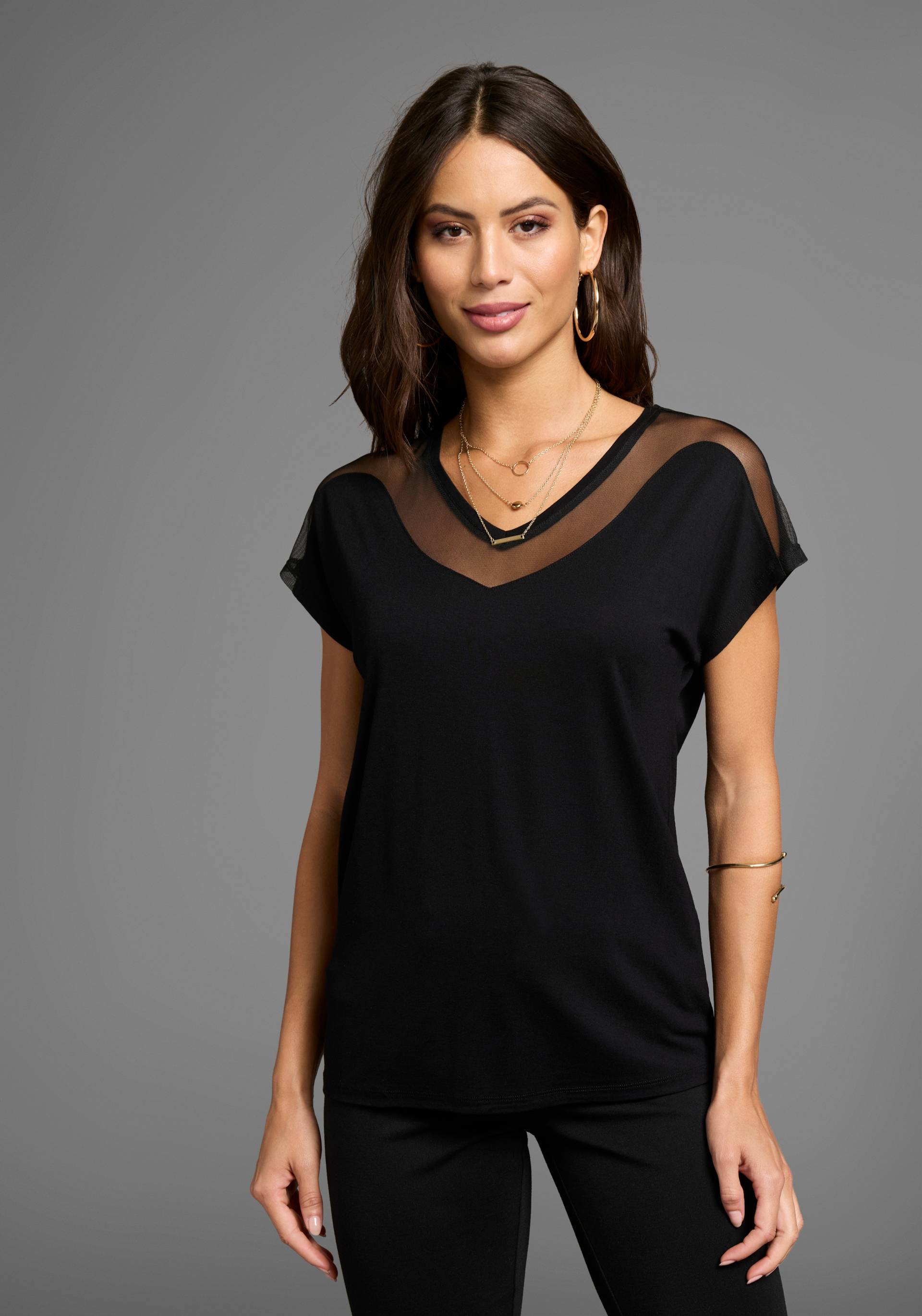 Laura Scott T-Shirt, mit Mesh-Einsatz Laura Scott T-Shirt, mit Mesh-Einsatz von laura scott