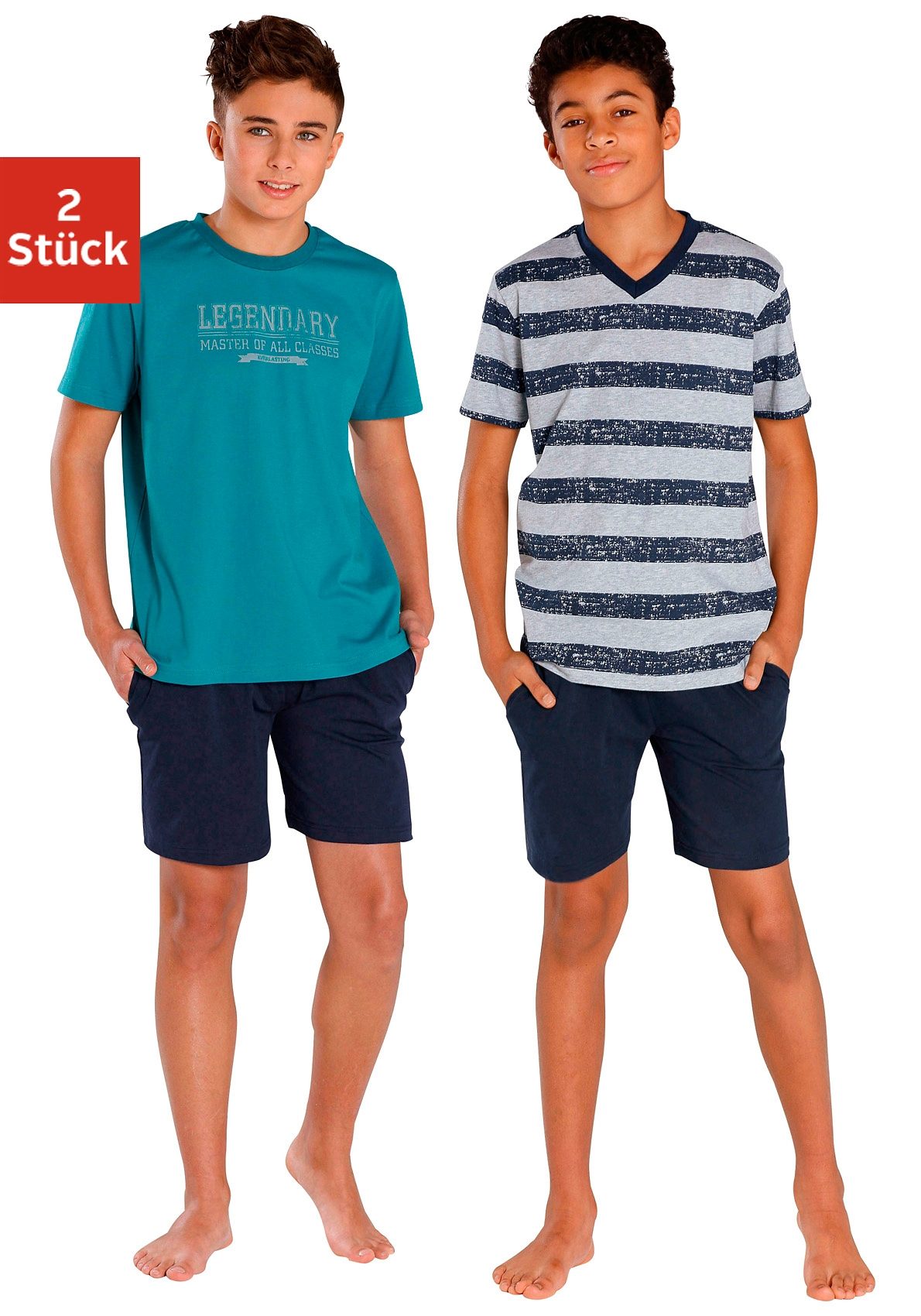 le jogger® Shorty, (4 tlg., 2 Stück), mit unterschiedlichen Shirts von le jogger®