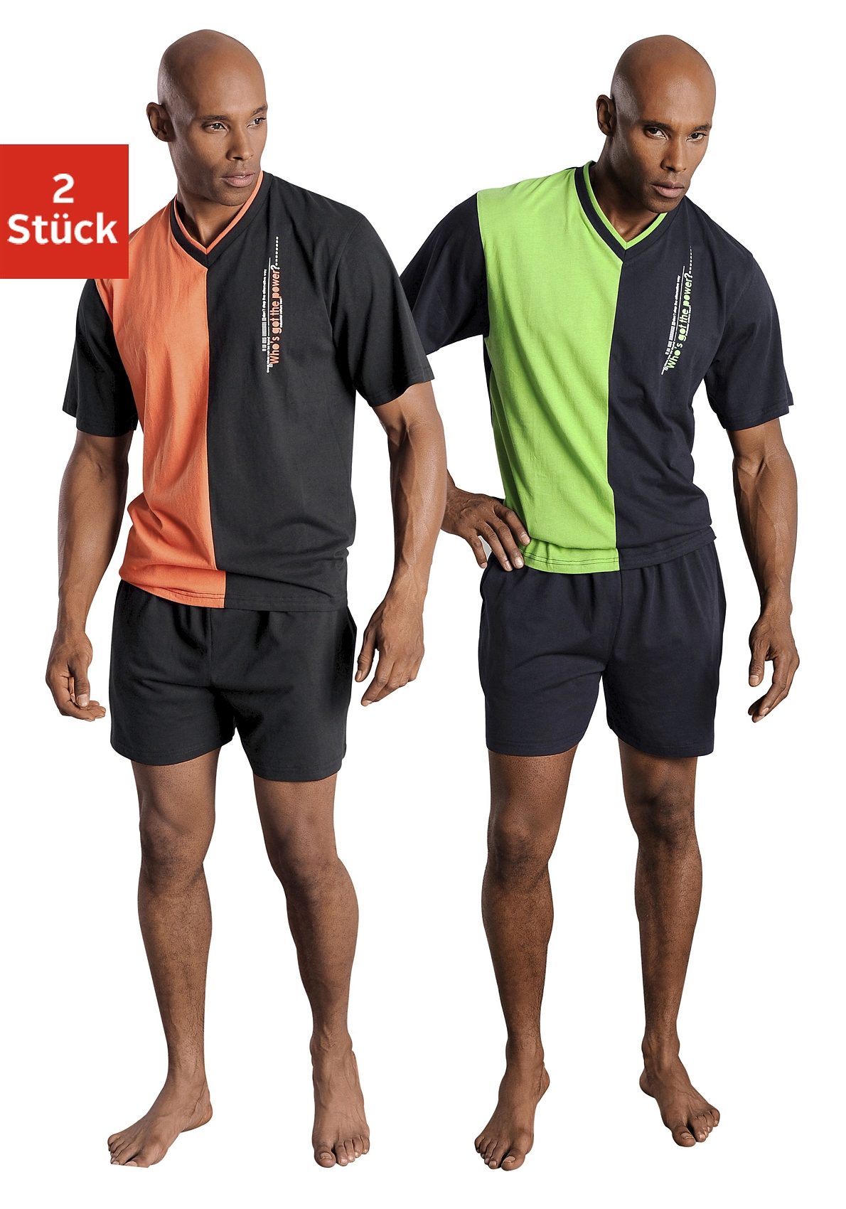 le jogger® Shorty, (Packung, 4 tlg., 2 Stück), mit 2-farbigem T-Shirt von le jogger®