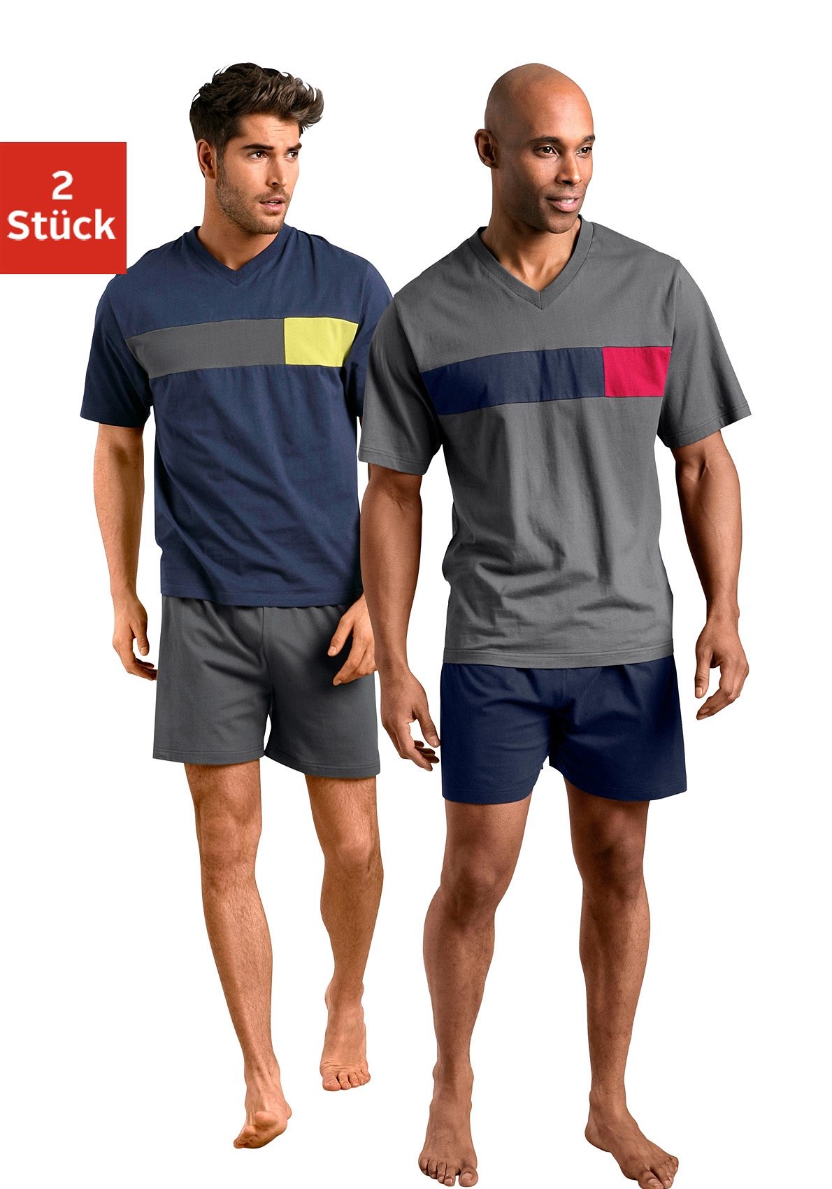 le jogger® Shorty, (Packung, 4 tlg., 2 Stück), mit Colourblock-Einsätzen von le jogger®