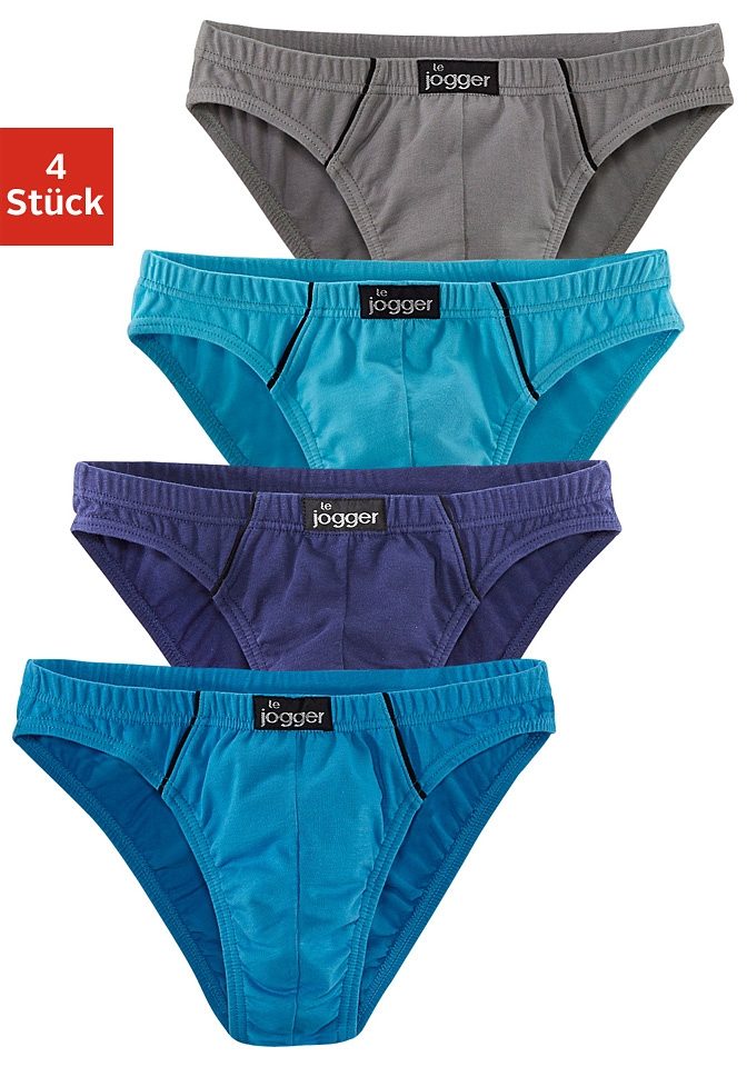 le jogger® Slip »Minislip«, (Packung, 4 St.), knappe Form, schöne Farben mit kontrastfarbenen Pipings von le jogger®