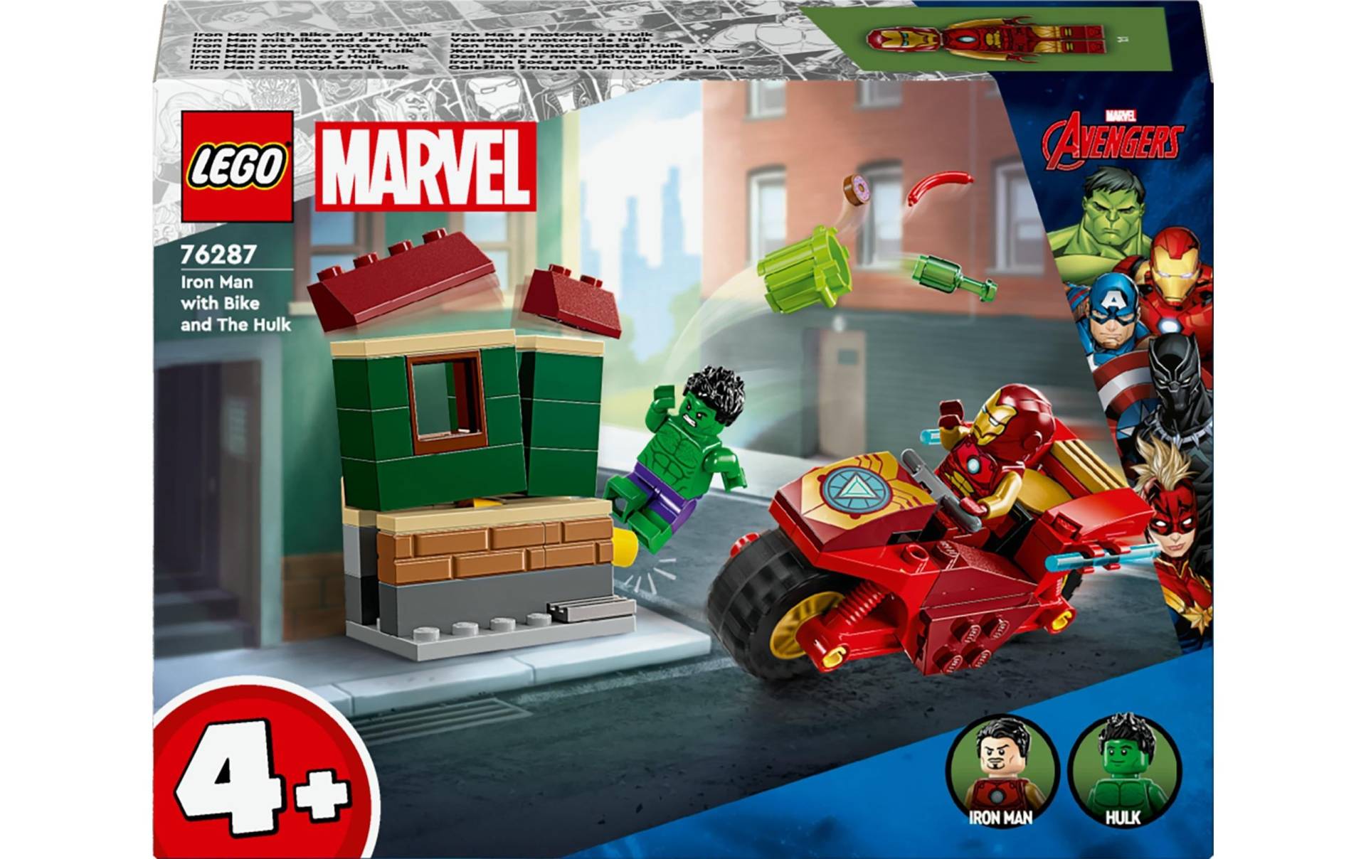 LEGO® Konstruktionsspielsteine »Marvel Iron Man mit Bike und der Hulk 76287«, (68 St.) von lego®