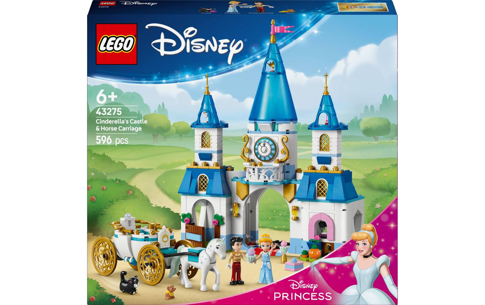 LEGO® Spielbausteine »Disney Princess Cinderellas Schloss und Pferdekutsche 43275«, (596 St.) von lego®